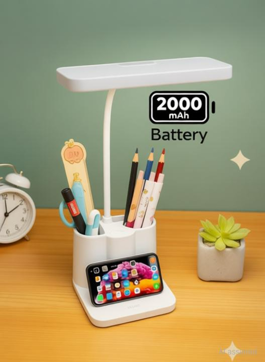 Image of DIYALUX 3-in-1 LED Desk Lamp with Pen Holder & Mobile Stand Study Lamp (15 cm, Cool White)