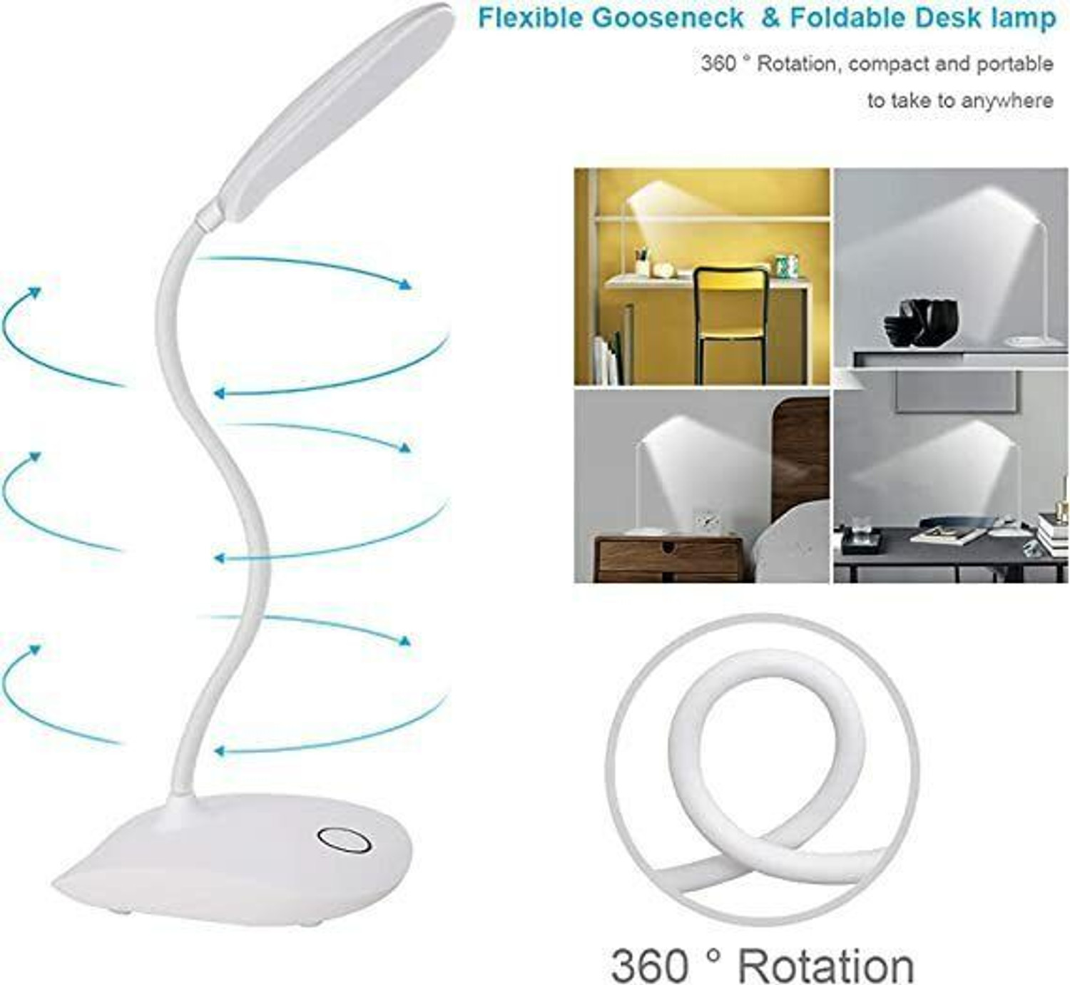 Image of Techfly Rechargeable Emergency Table Lamp Student Reading Light Led Foldable Desk T265 Study Lamp