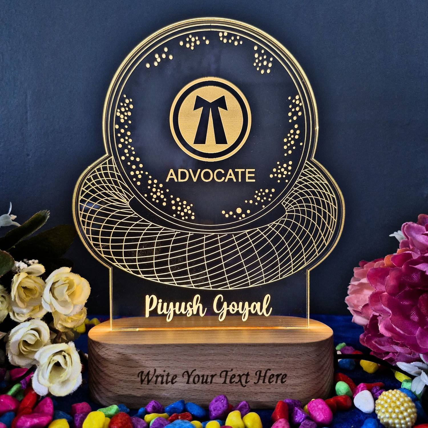 Shayona Personalized Advocate logo with name and Degree Acrylic 3