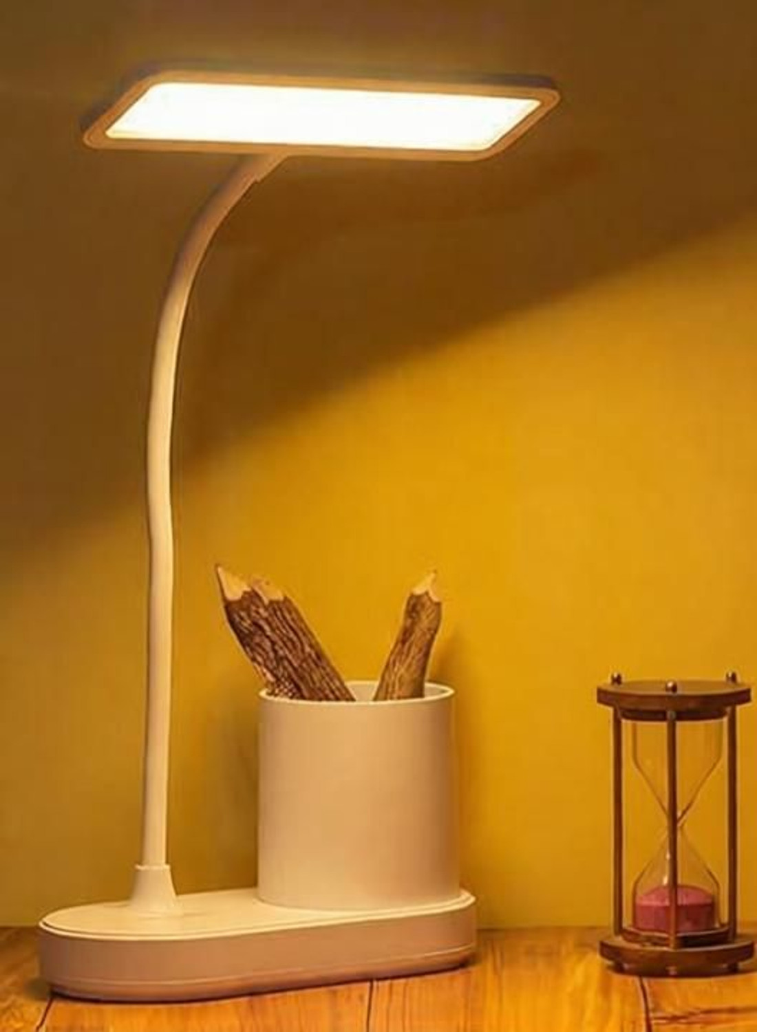 Image of satnammobiles Elegant LED Desk Lamp with Organizer Base - Warm Light for Study, Work & Decor Study Lamp