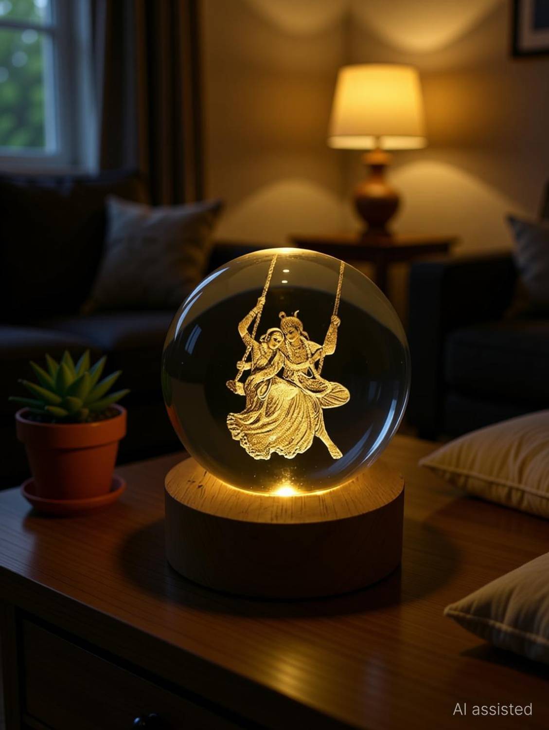 VHRENTERPRICE 3D Radha Krishna Crystal Ball Light - Image 2