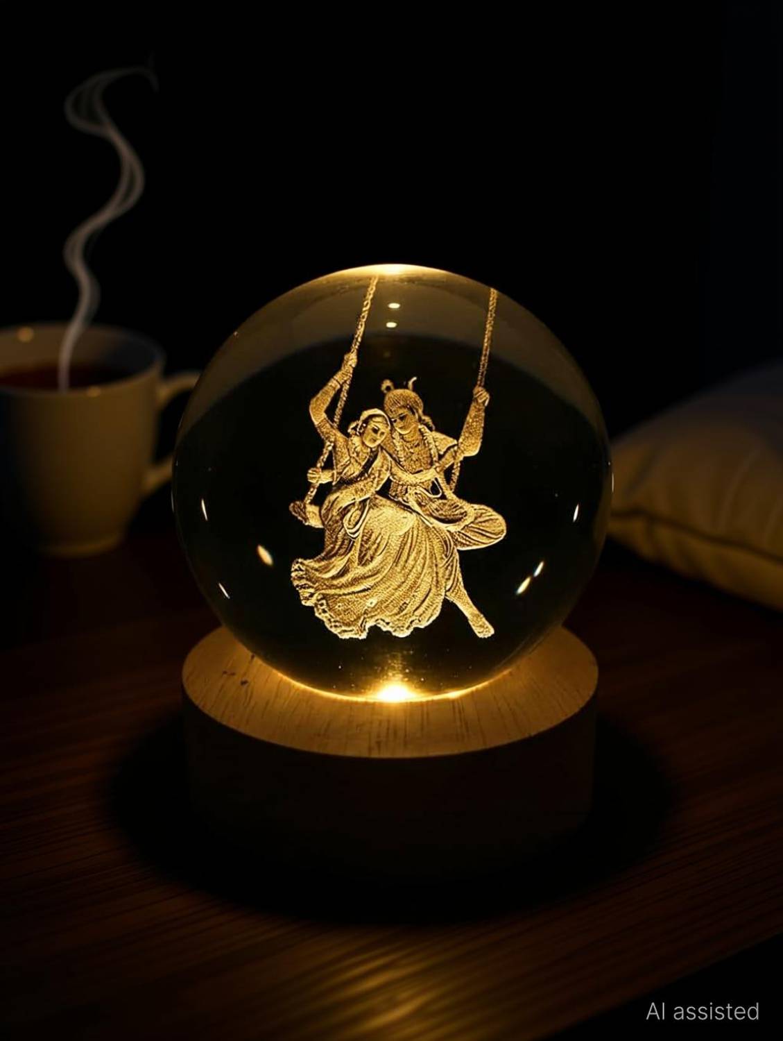 VHRENTERPRICE 3D Radha Krishna Crystal Ball Light - Image 3