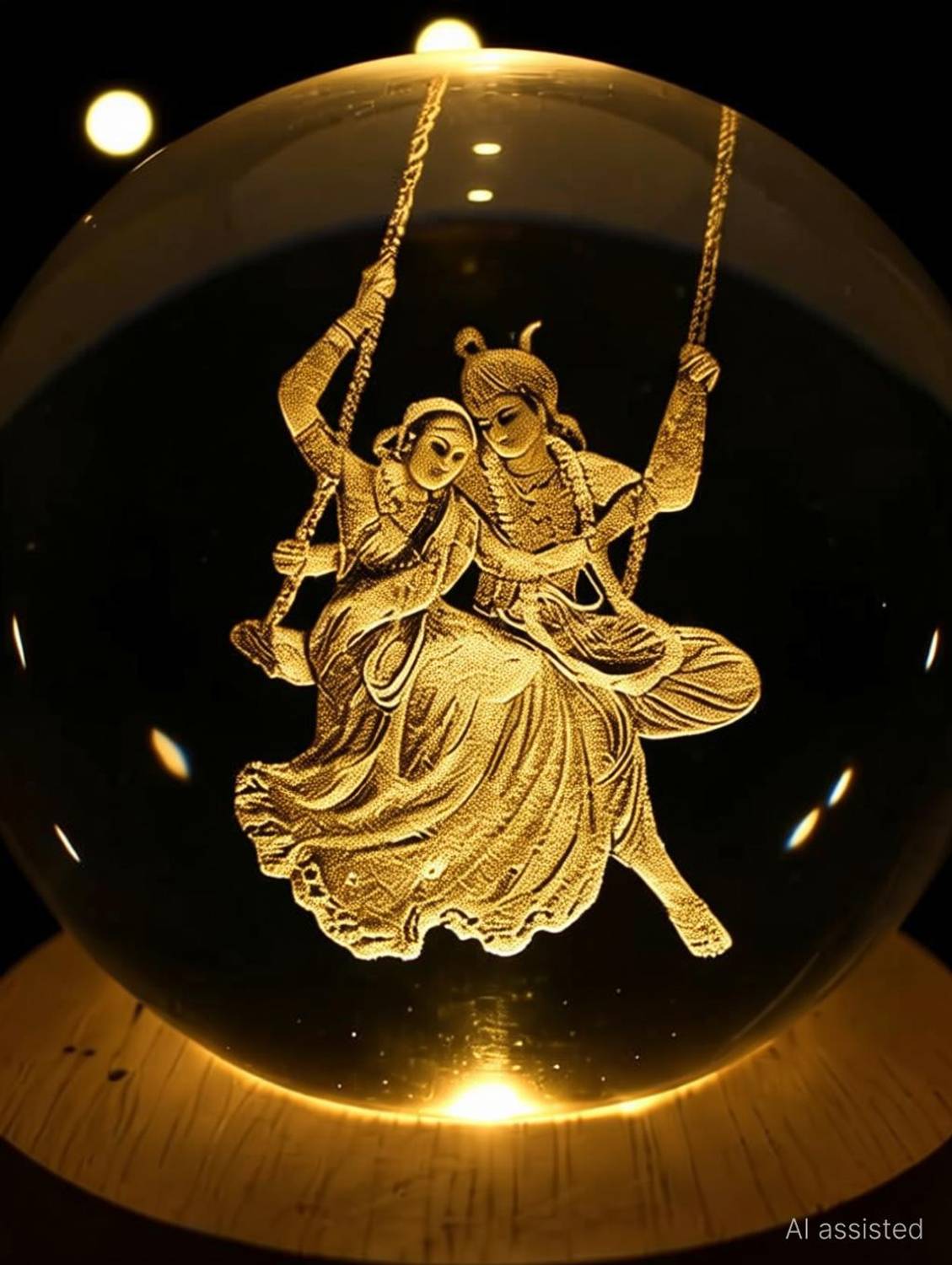 VHRENTERPRICE 3D Radha Krishna Crystal Ball Light - Image 4