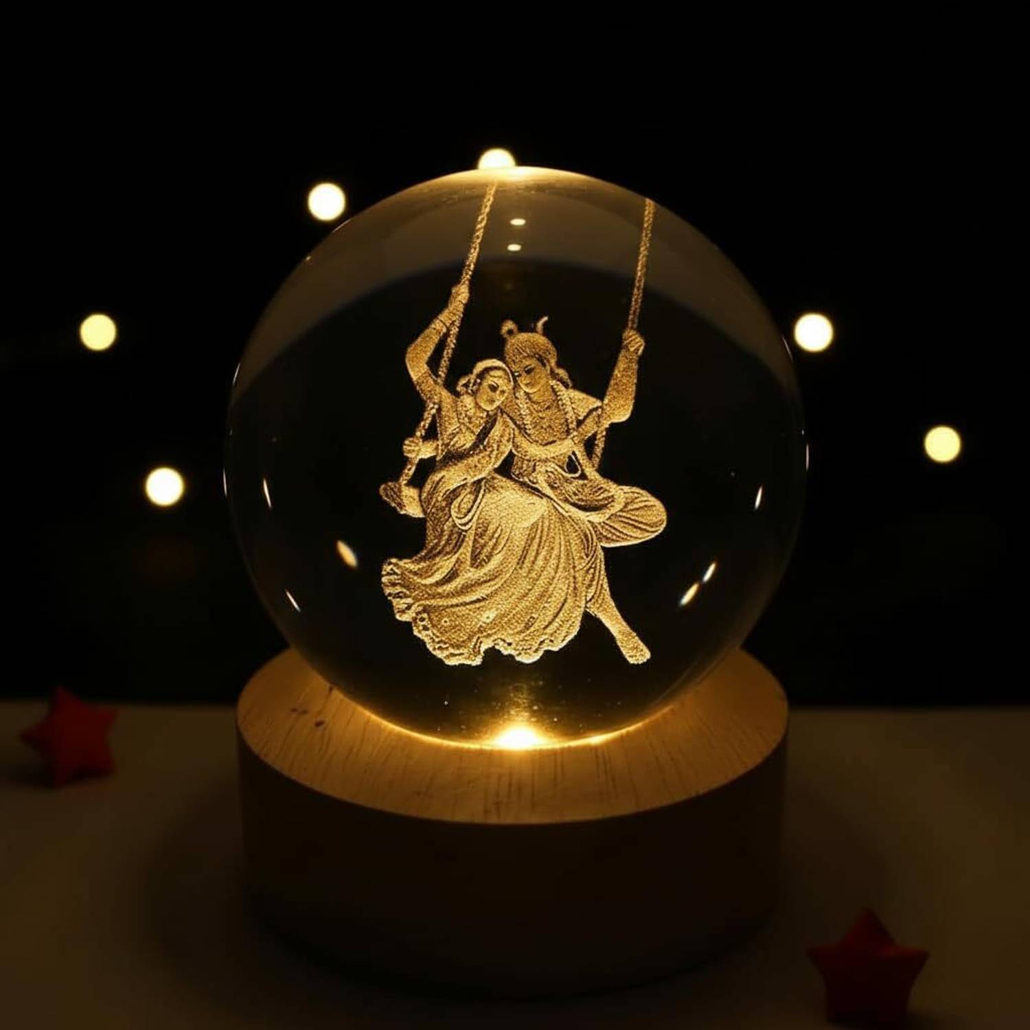 VHRENTERPRICE 3D Radha krishna Crystal Ball Light Night Lamp (5 c