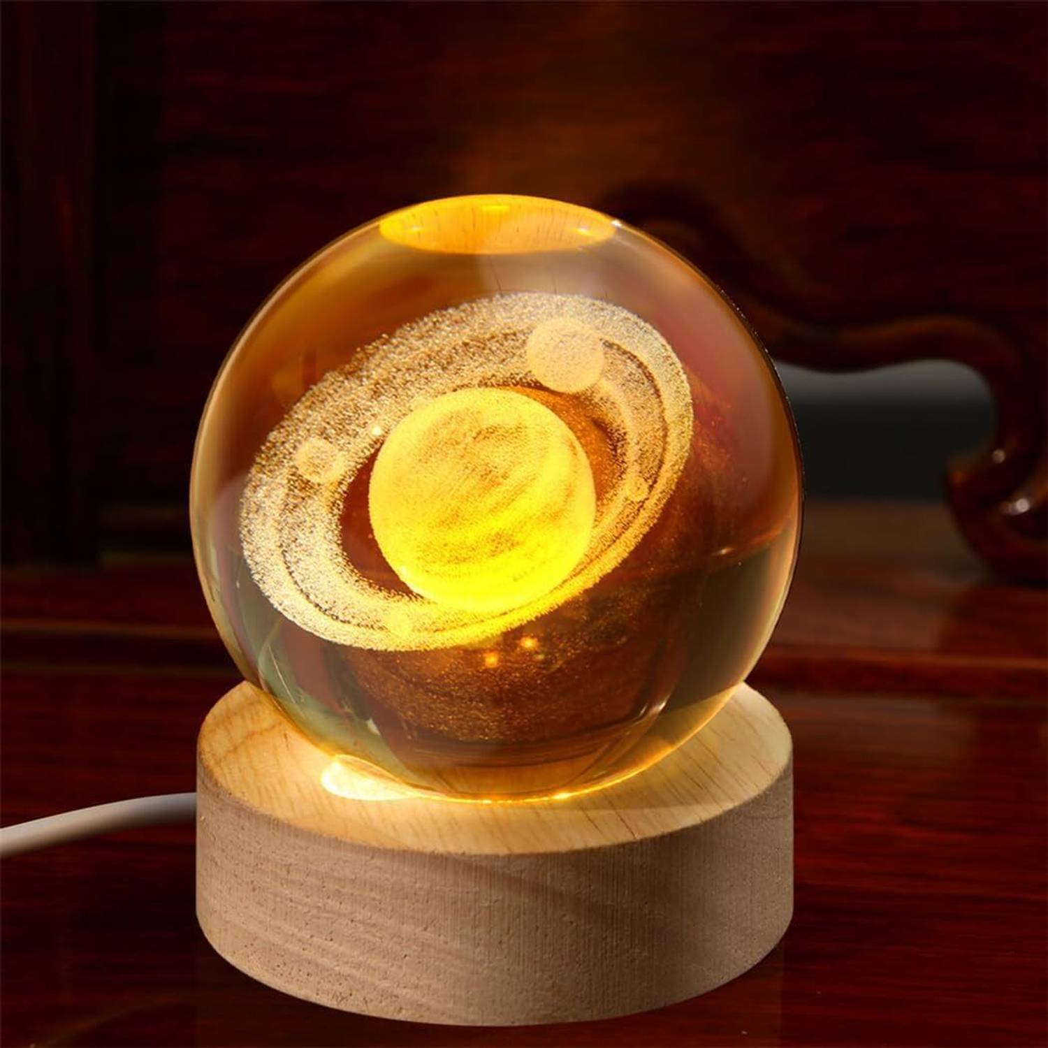 SHOPOGENIX 3D Galaxy Crystal Ball Saturn Lamp for Kids with Color