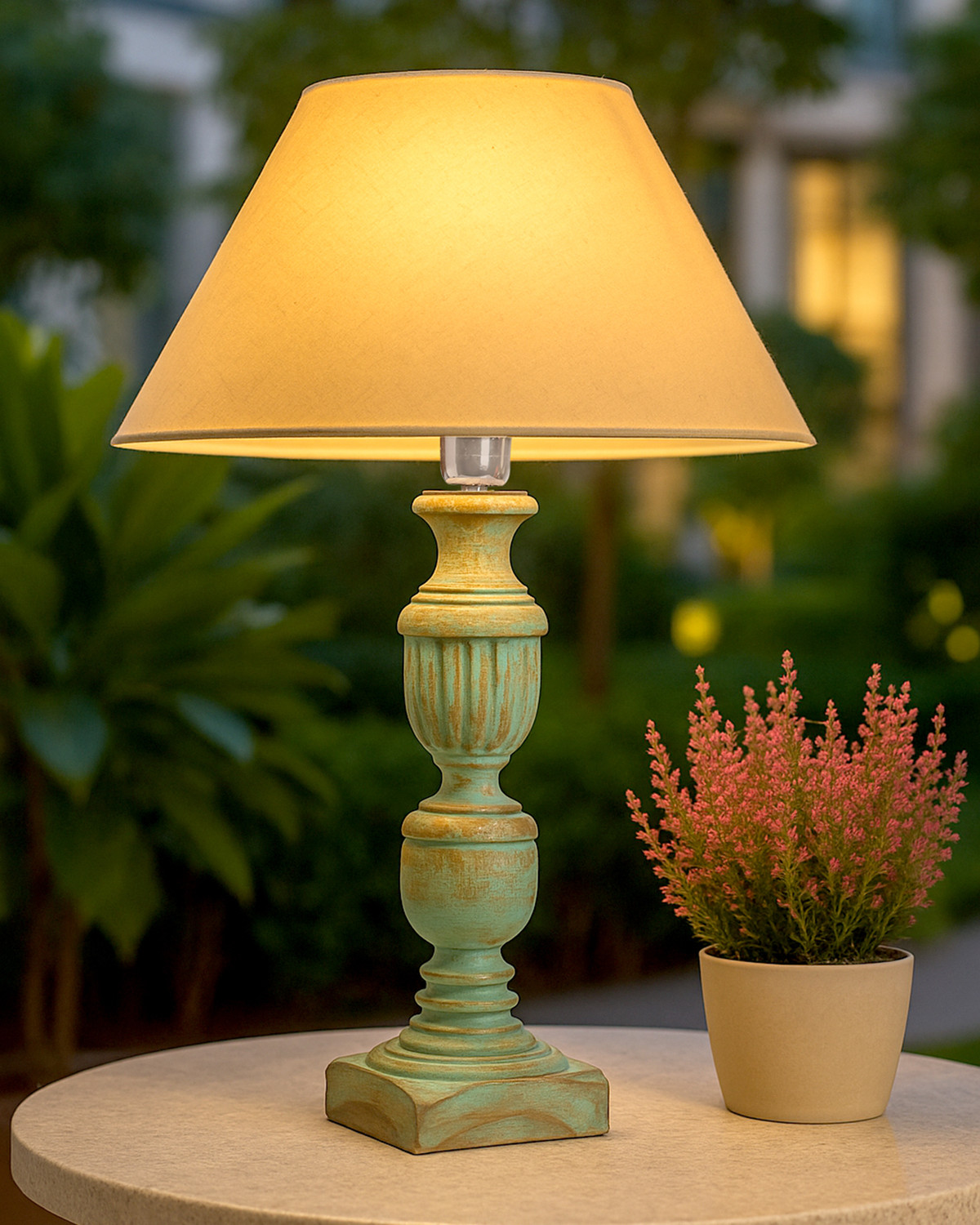 Image of Homesake French Trophy Carved Table lamp with Golden Shade Table Lamp
