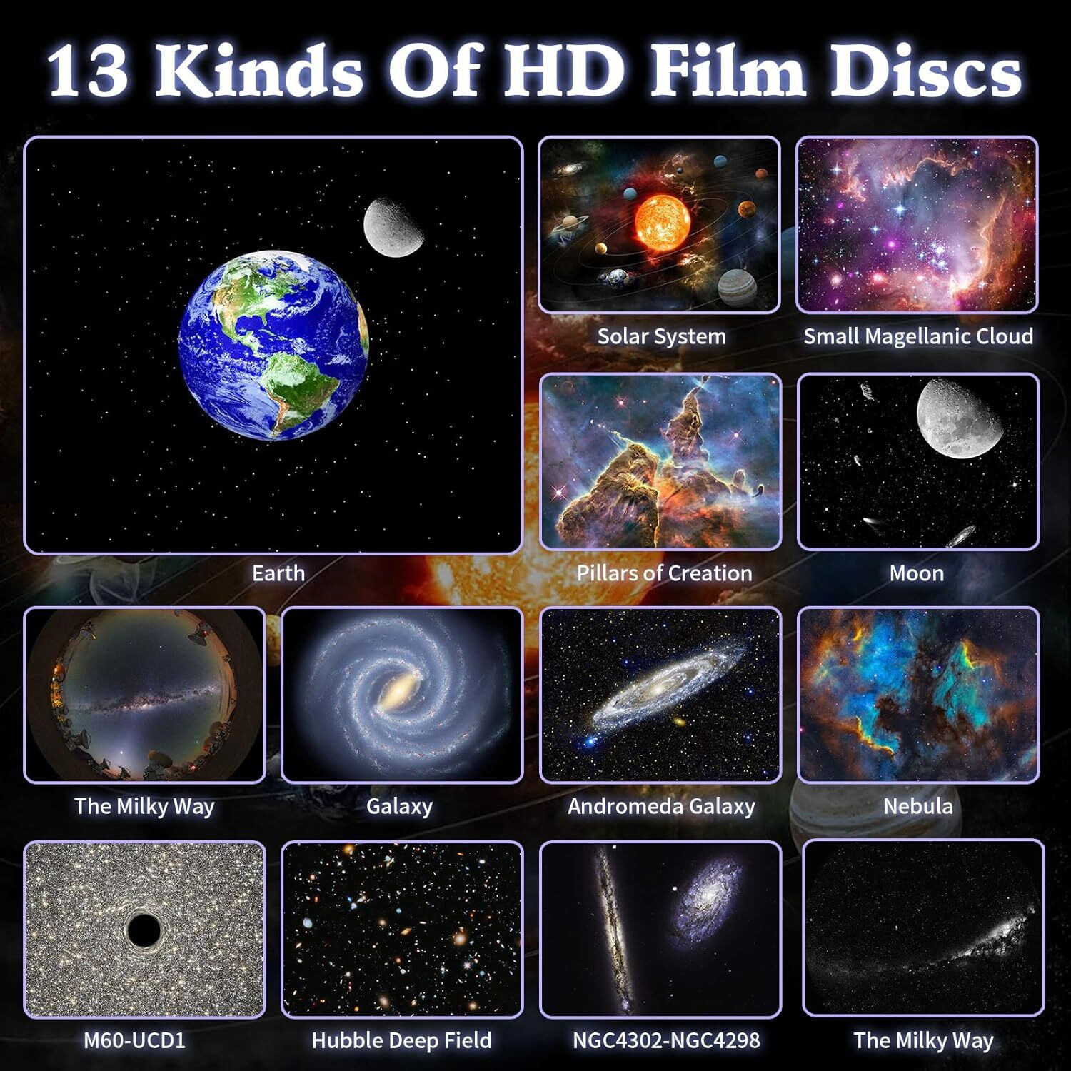 Image of Estervig Galaxy Star Projector with 13 Film Discs - Planetarium Night Light for Bedroom Night Lamp