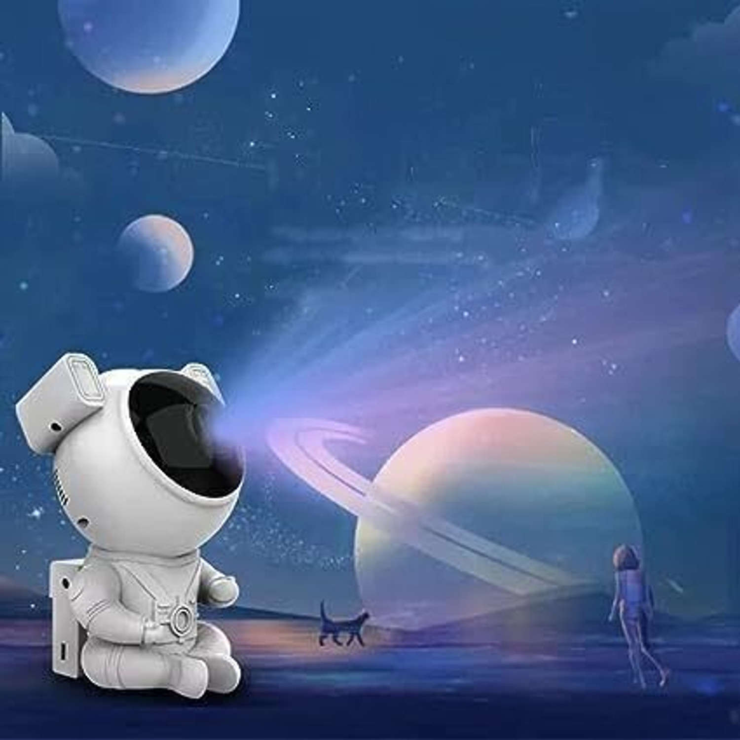 Image of KRIVAENTERPRIS Galaxy Night Light Astronaut Space Star Projector Nebula 360 Adjustable Head Night Lamp