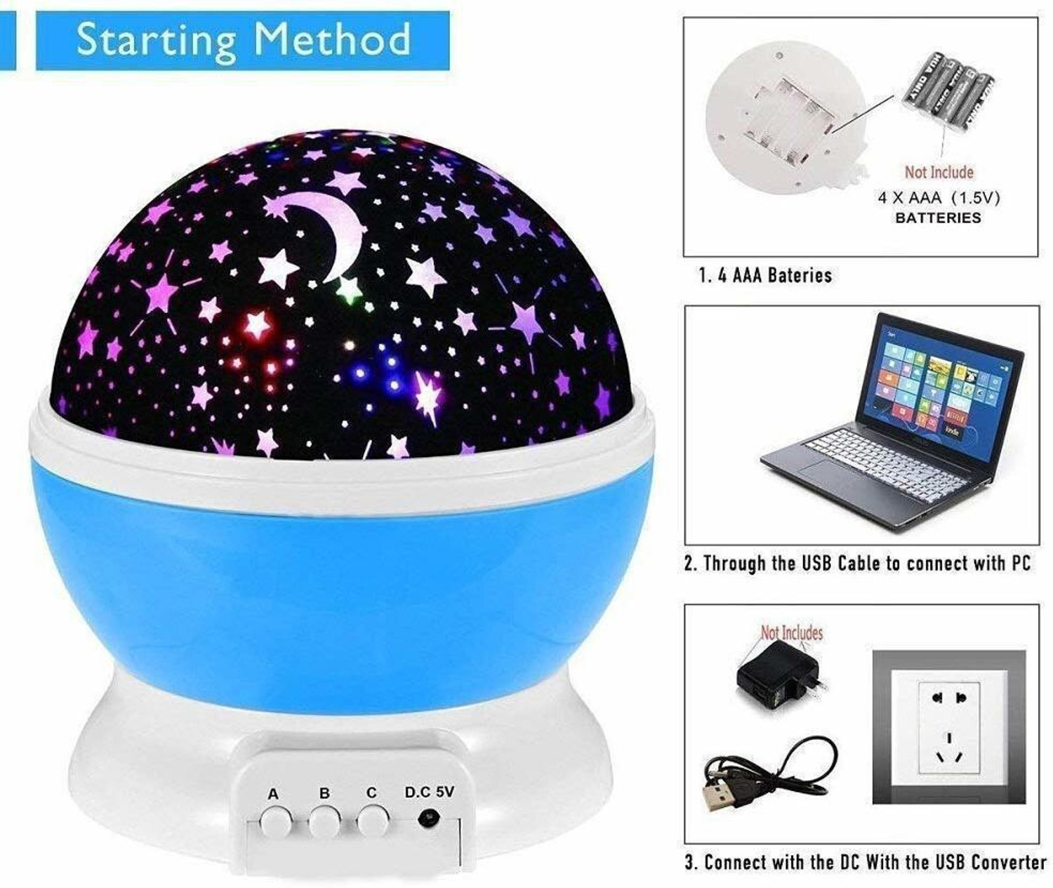 Image of OXPER Round Star Master Projector LED Night lamp and Rotating 4 Mode Sky Star Master Mini Projector Lamp for Kid's Room Decoration Night Lamp Night Lamp (15 cm, Multicolor) Night Lamp