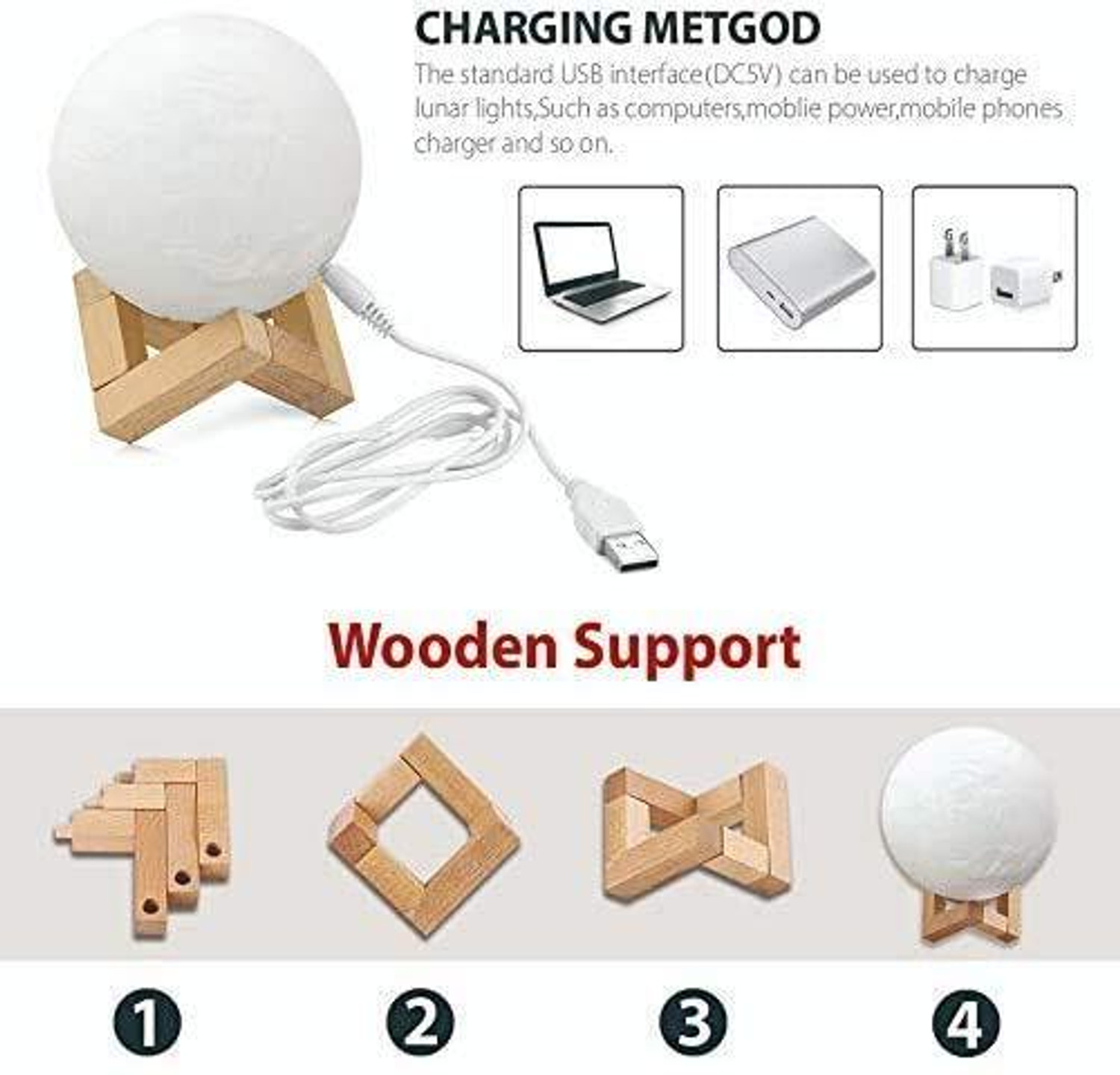 Image of Viramart Moon Lamp 3D 7 Color Changing Moon Light Night Table lamp Night Lamp