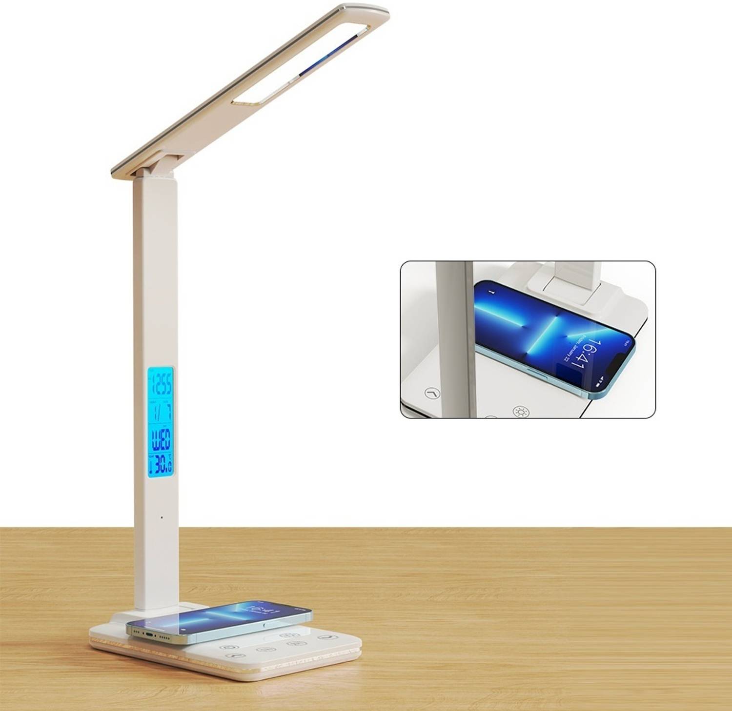 AADGEX LED Desk Lamp with 15W Wireless Charger & USB Port Study L