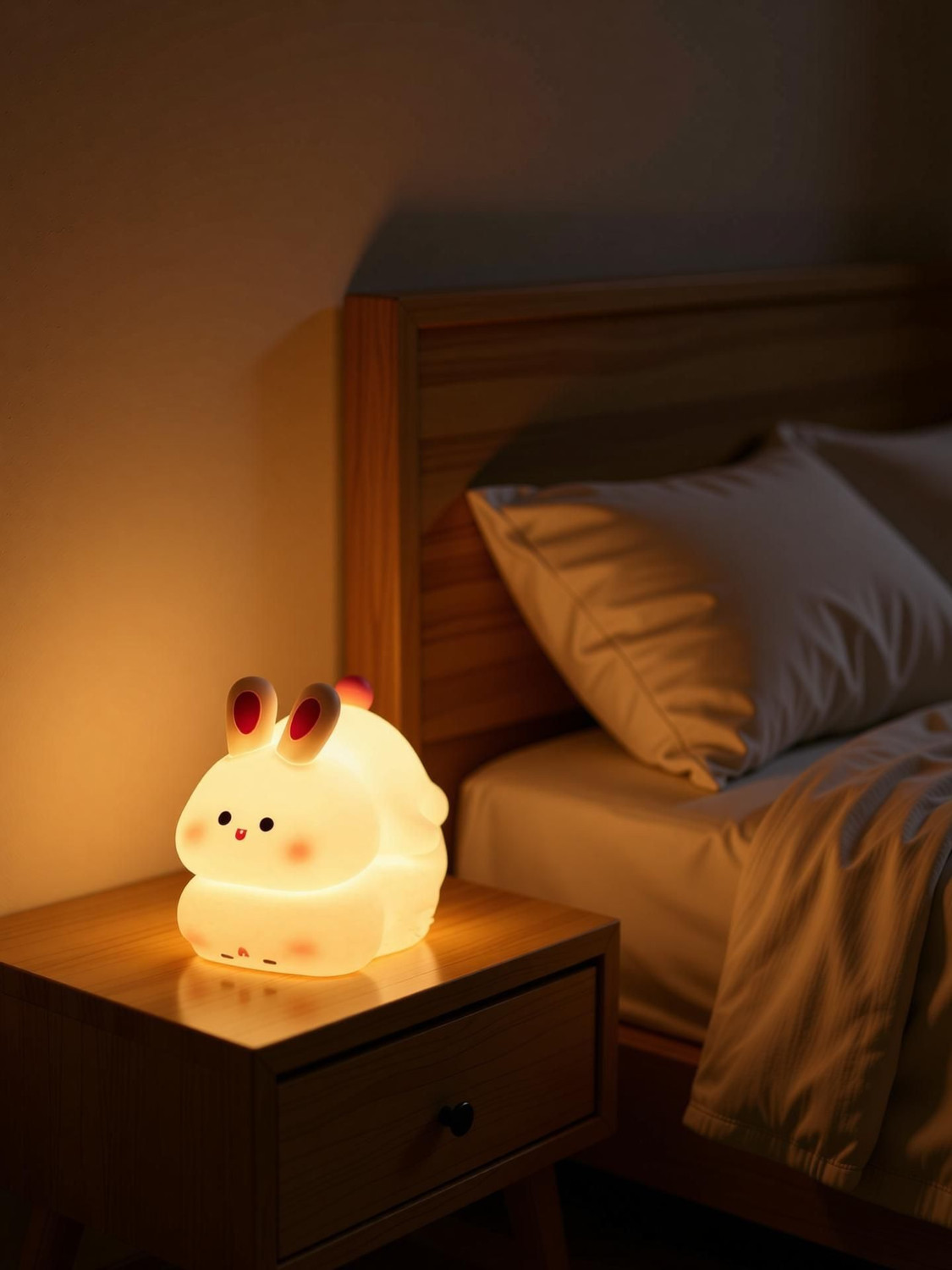 Image of DIKUJI ENTERPRISE Cute Rabbit Night Light, USB Rechargeable, Changing Light, Room Decor Night Lamp Night Lamp