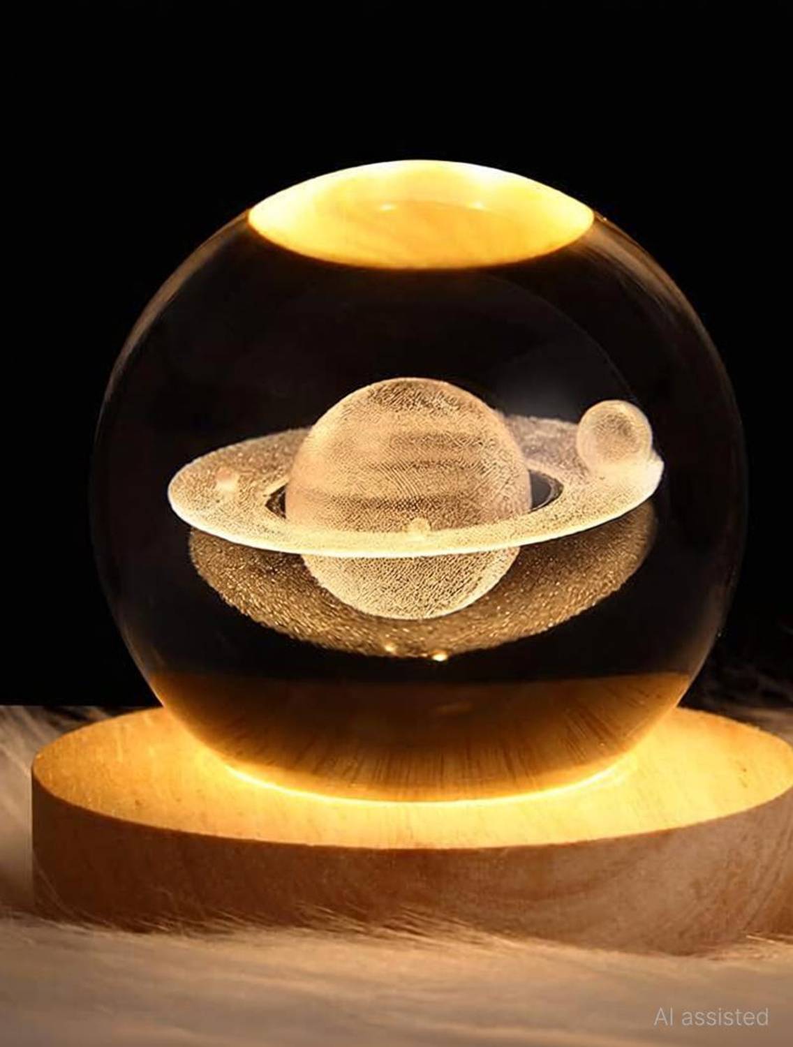carempire 3D Saturn Crystal Ball Night Light Ball Projection Lamp Planet Model Table Lamp