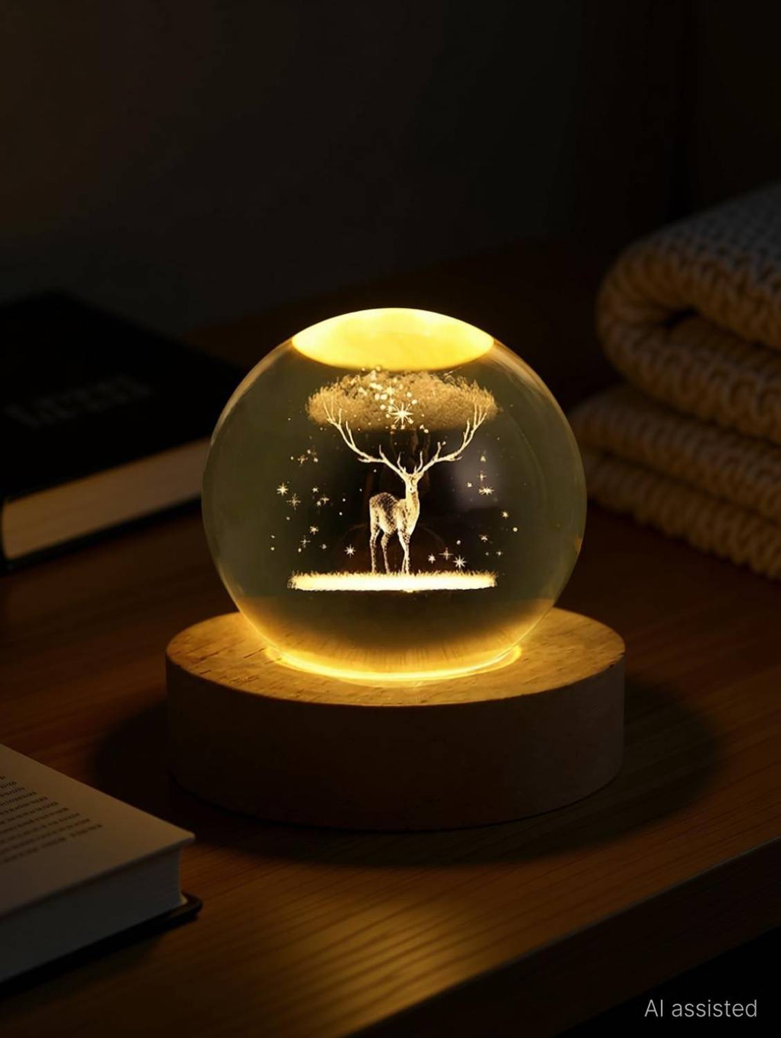 Wengonvila Galaxy Crystal Ball Night Light,2.4 inch Glass Ball La