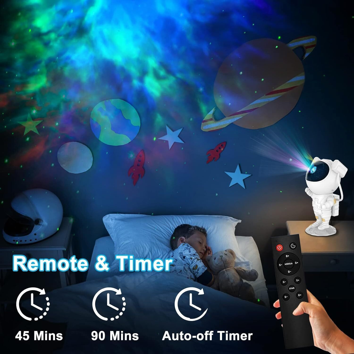 Image of Evozon Galaxy Light Astronaut Space Star Projector Nebula Adjustable Head Night Lamp (66 lm) Portable Projector