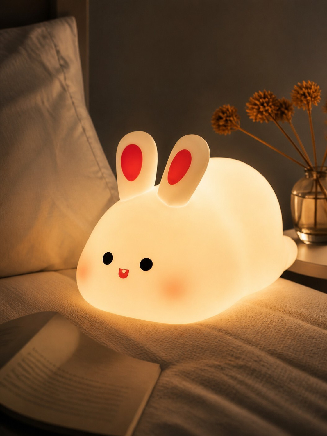 Image of DECOVATE Cute Rabbit Night Light, USB Rechargeable, Changing Light, Room Decor Night Lamp Night Lamp