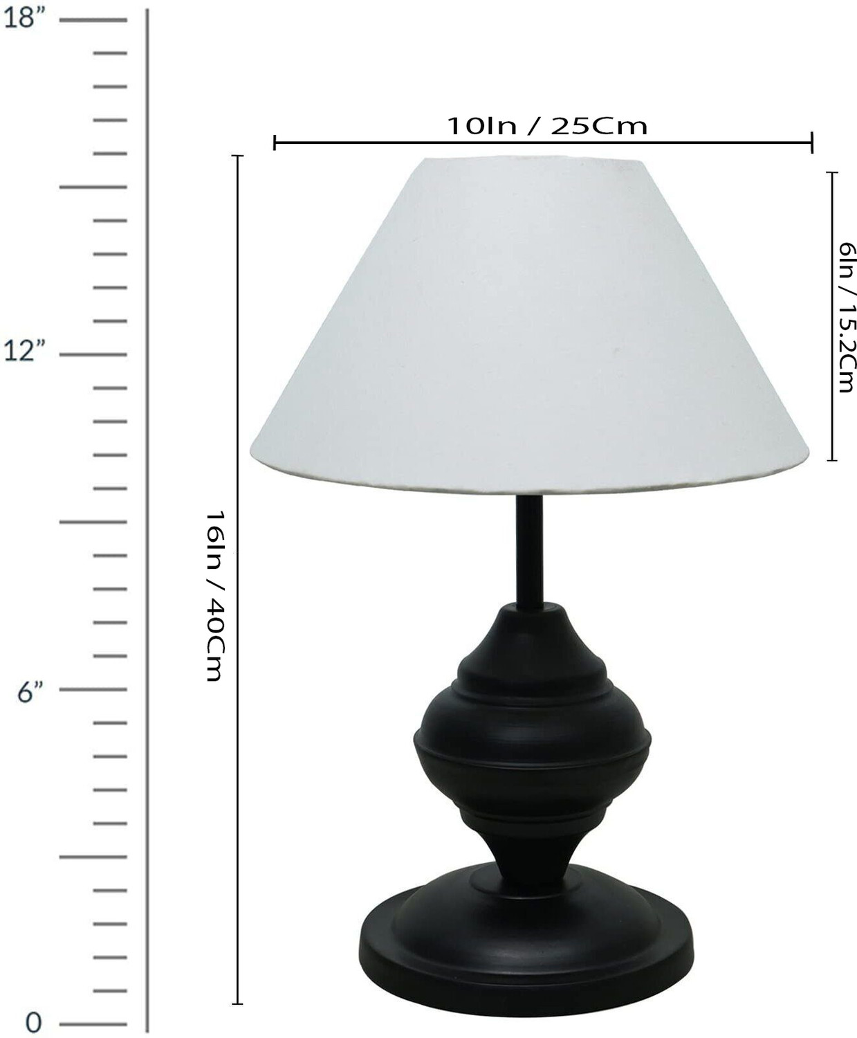 Image of Glowhere Modern Black Urn Table Lamp, White Cone Shade for Bedroom & Living Room Table Lamp