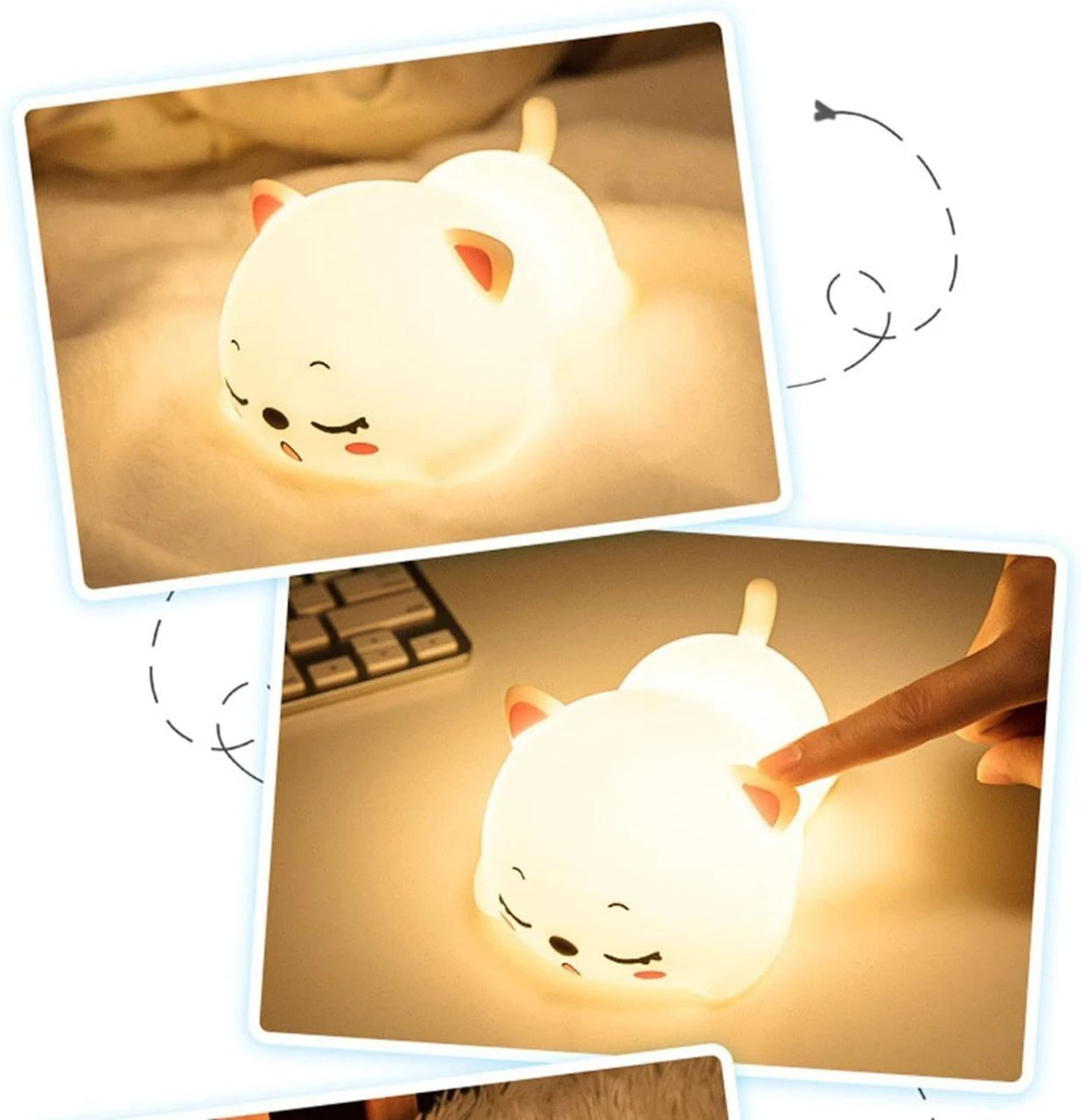 Image of pixan Silicon Snoring Cat Night Light Night Lamp