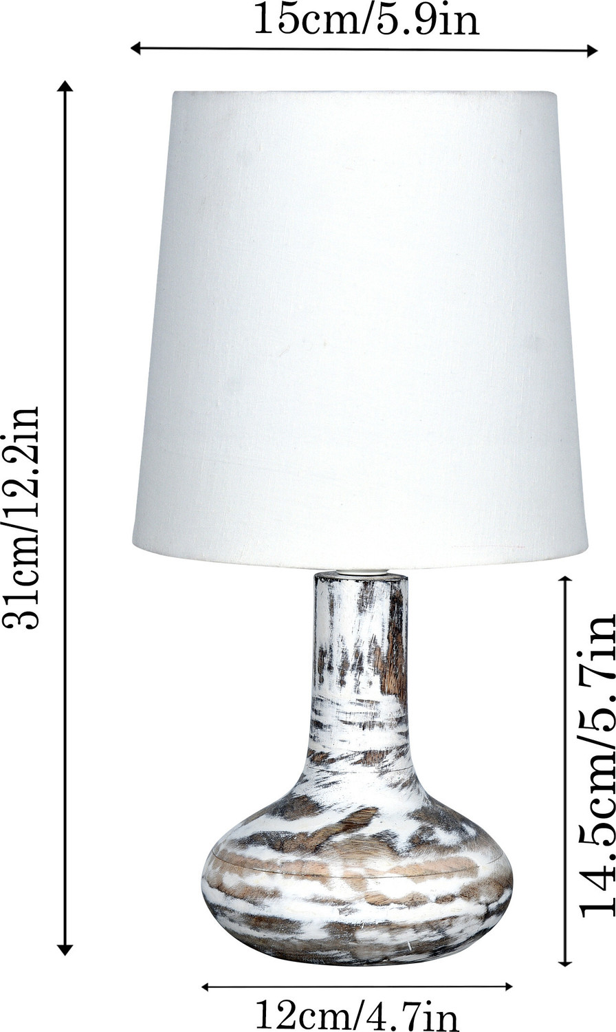 Image of Homesake Distress Small Teardrop Table Lamp for Bedroom Living Room Simple Retro Wood Table Lamp