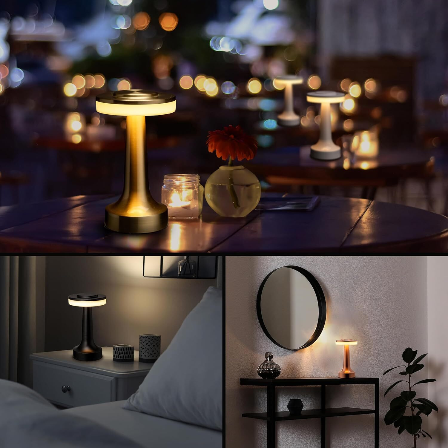 Image of CYMNIX Golden Wireless LED Table Lamp for Bedroom, Dining Table and Home Decor Table Lamp