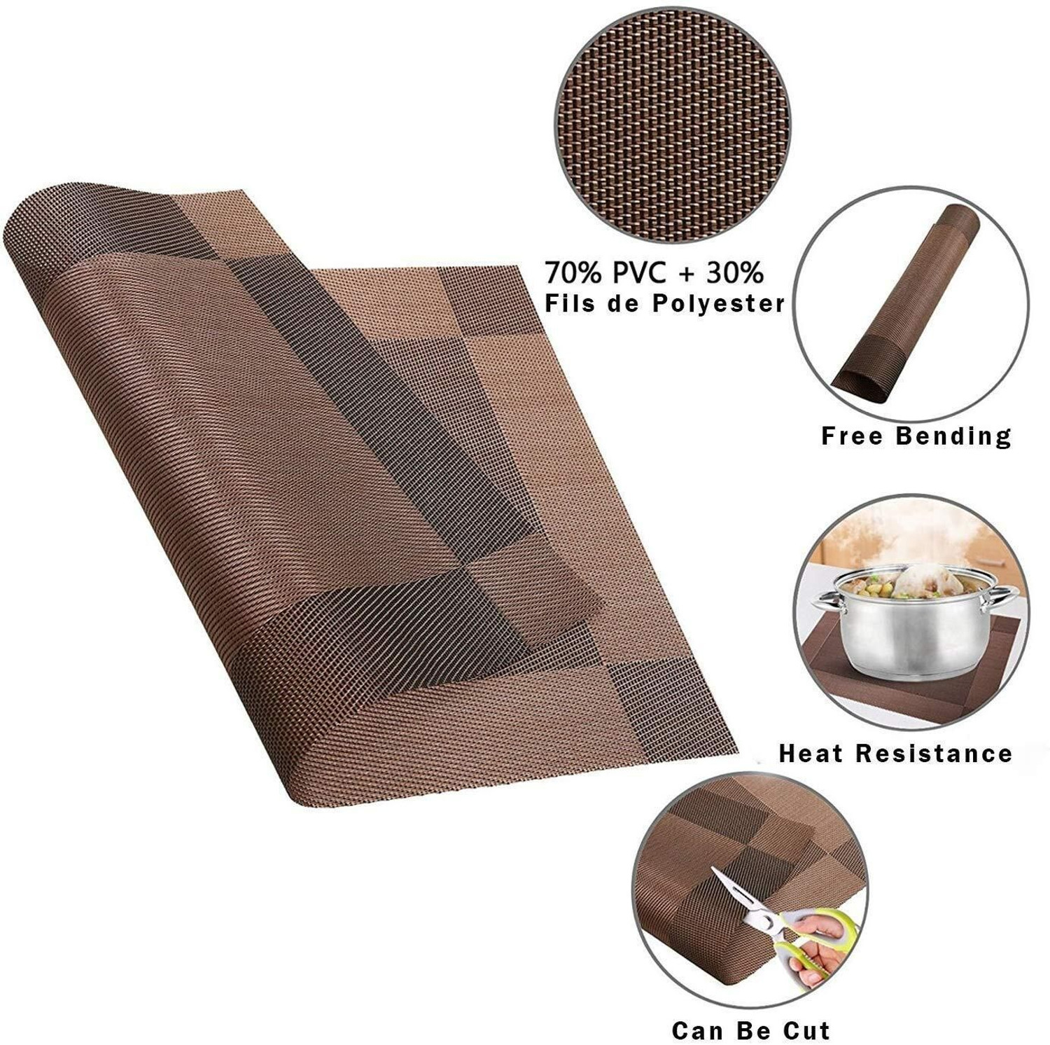 Image of YELONA Rectangular Pack of 7 Table Placemat