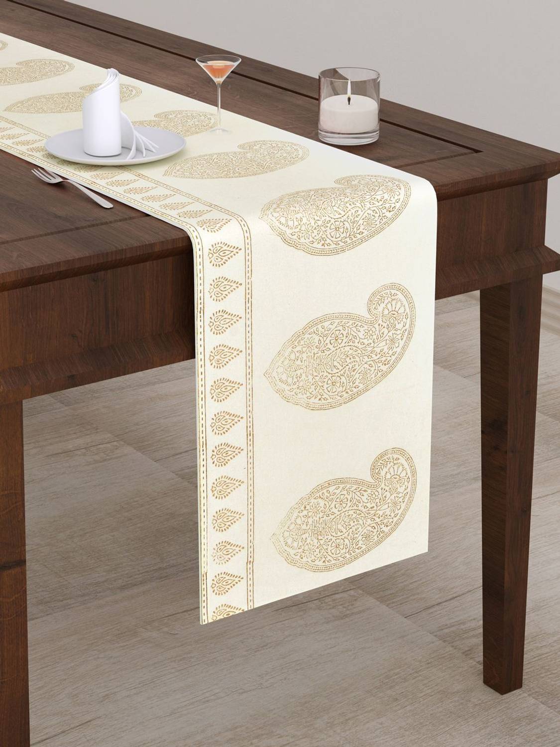 Blocks Of India White 182 cm Table Runner
