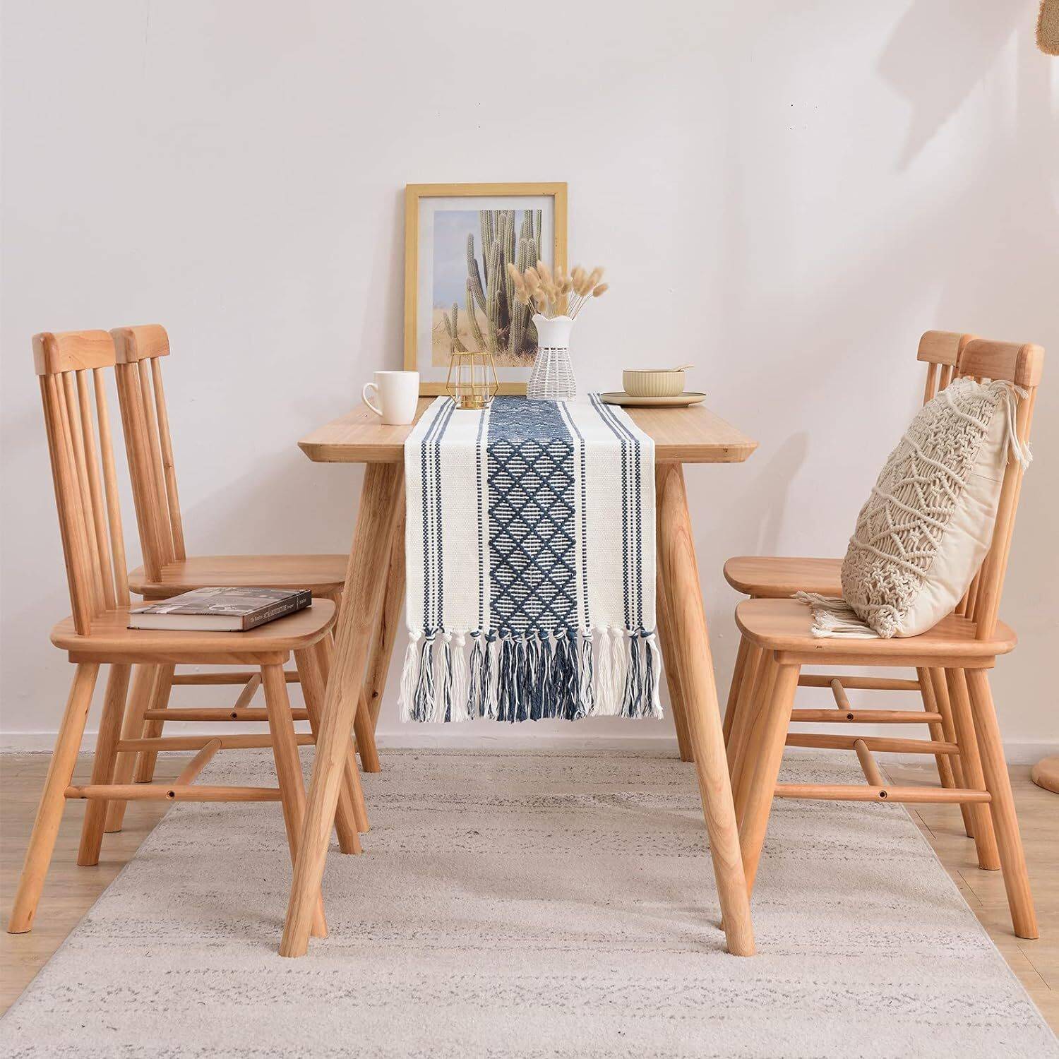 Bloomtex Dark Blue, White 137 cm Reversible Table Runner