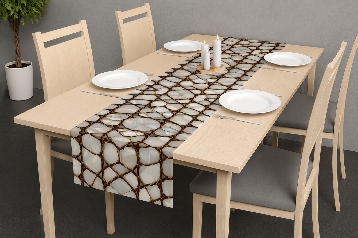 Image of HOLLYWOOD STYLES White 182 cm Table Runner