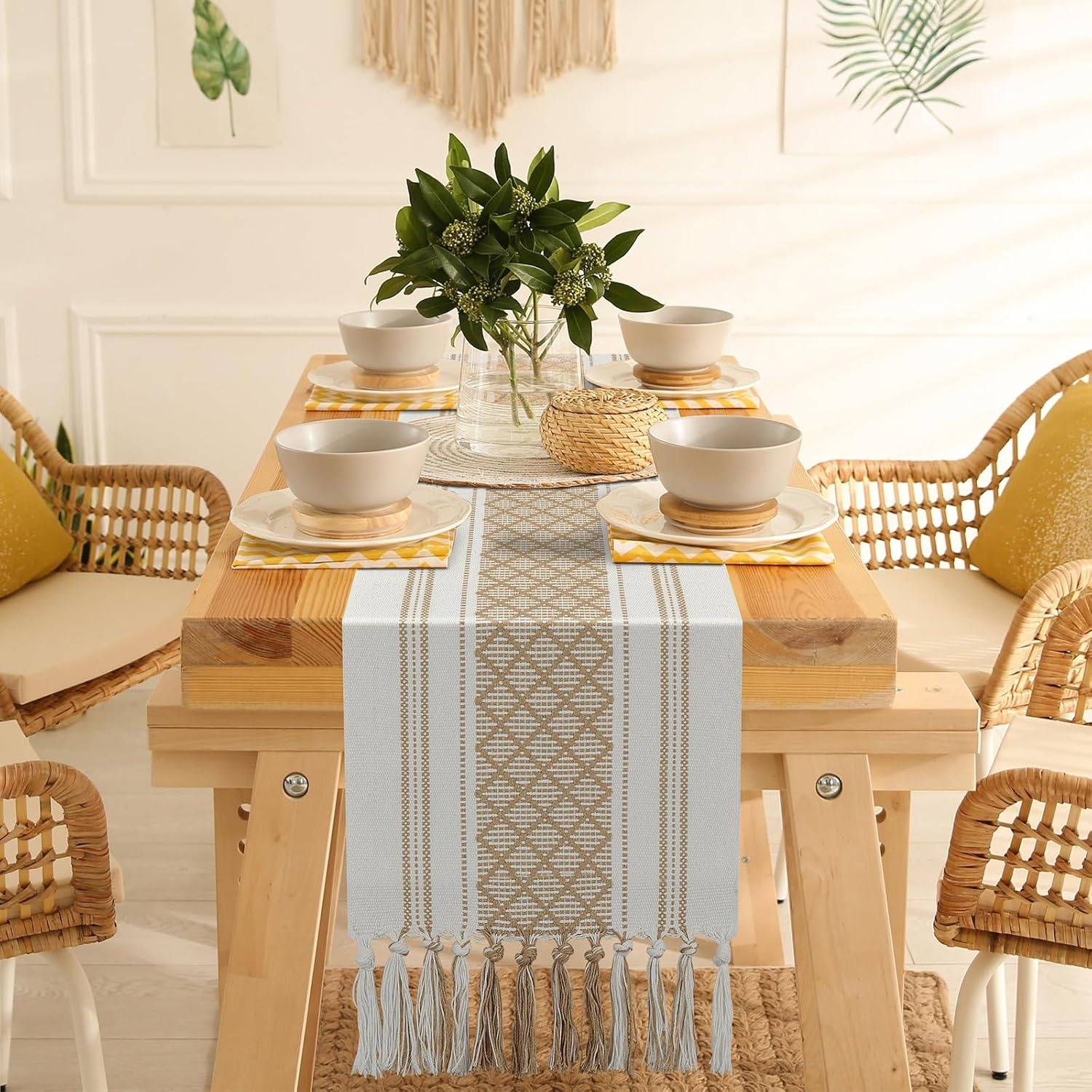 Bloomtex Brown, White 137 cm Reversible Table Runner