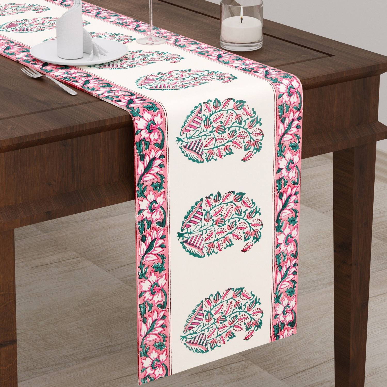 Blocks Of India Pink 182 cm Table Runner