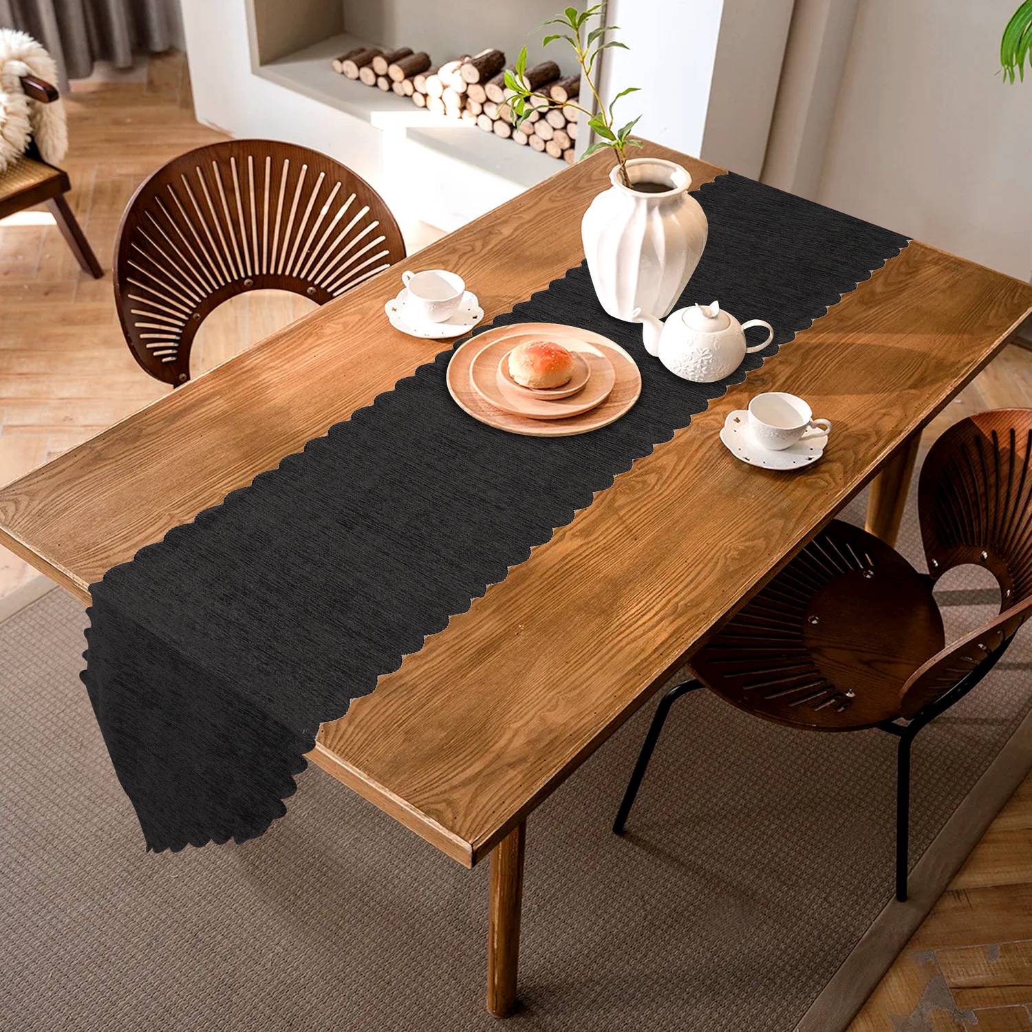 A.P HANDLOOM Black 20 cm Table Runner