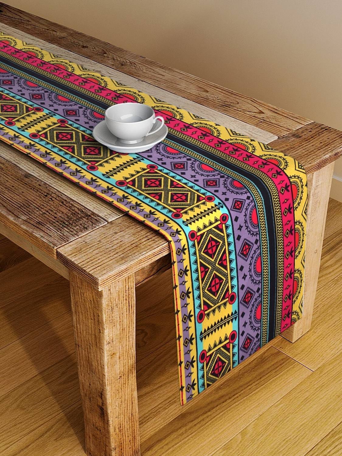 Alina decor Yellow, Pink, Blue 147 cm Table Runner