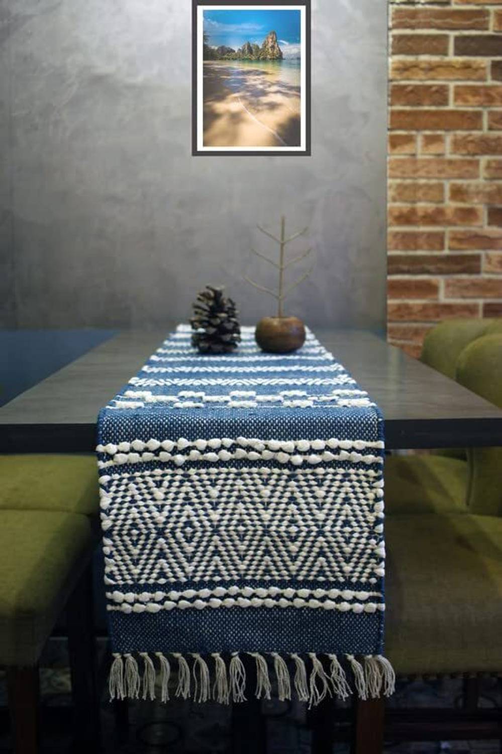 Bloomtex Blue, White 137 cm Reversible Table Runner