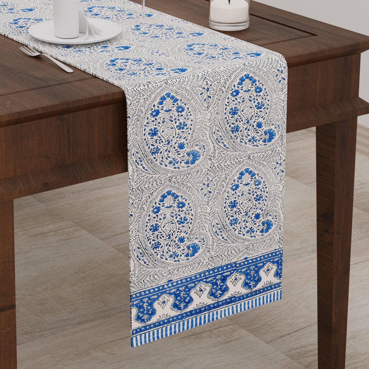 Blocks Of India Blue 182 cm Table Runner