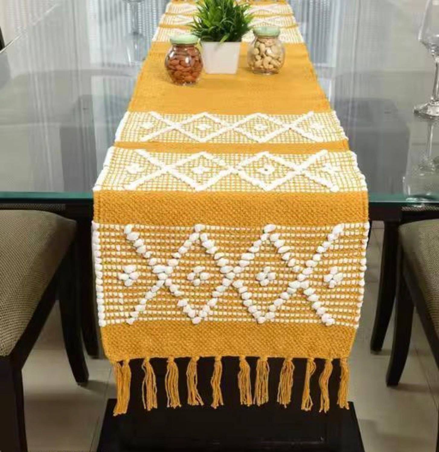 Artisans Yellow 182 cm Reversible Table Runner