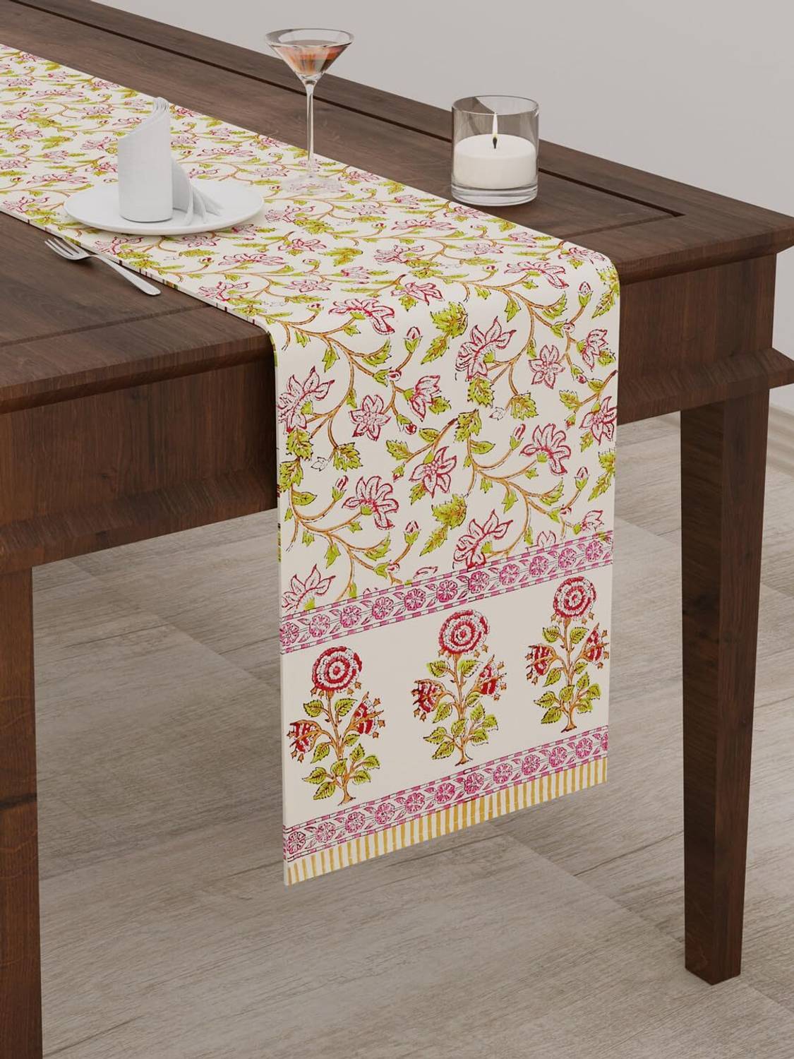 Blocks Of India Pink 182 cm Table Runner