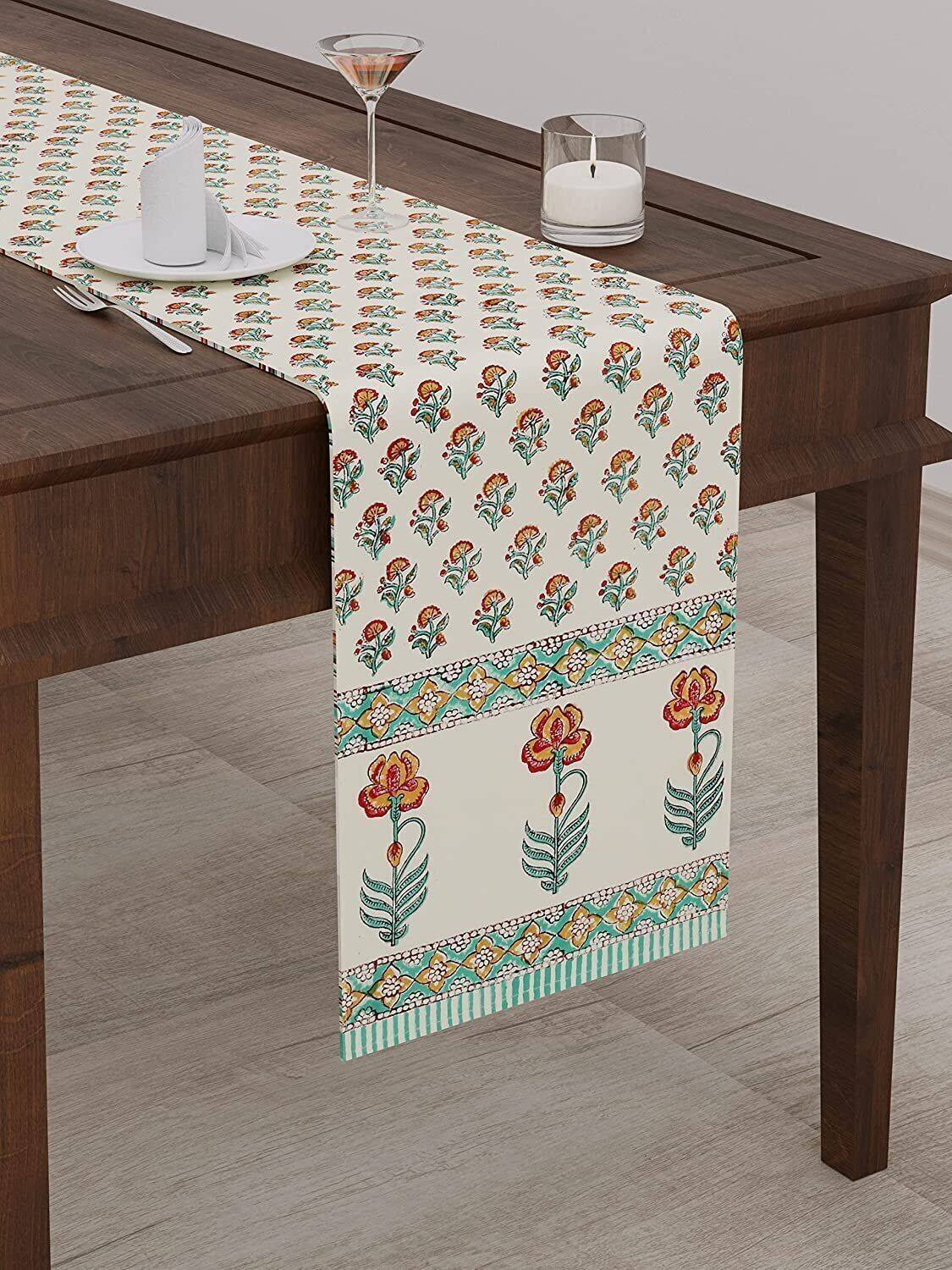 Blocks Of India Red, Beige 182 cm Table Runner