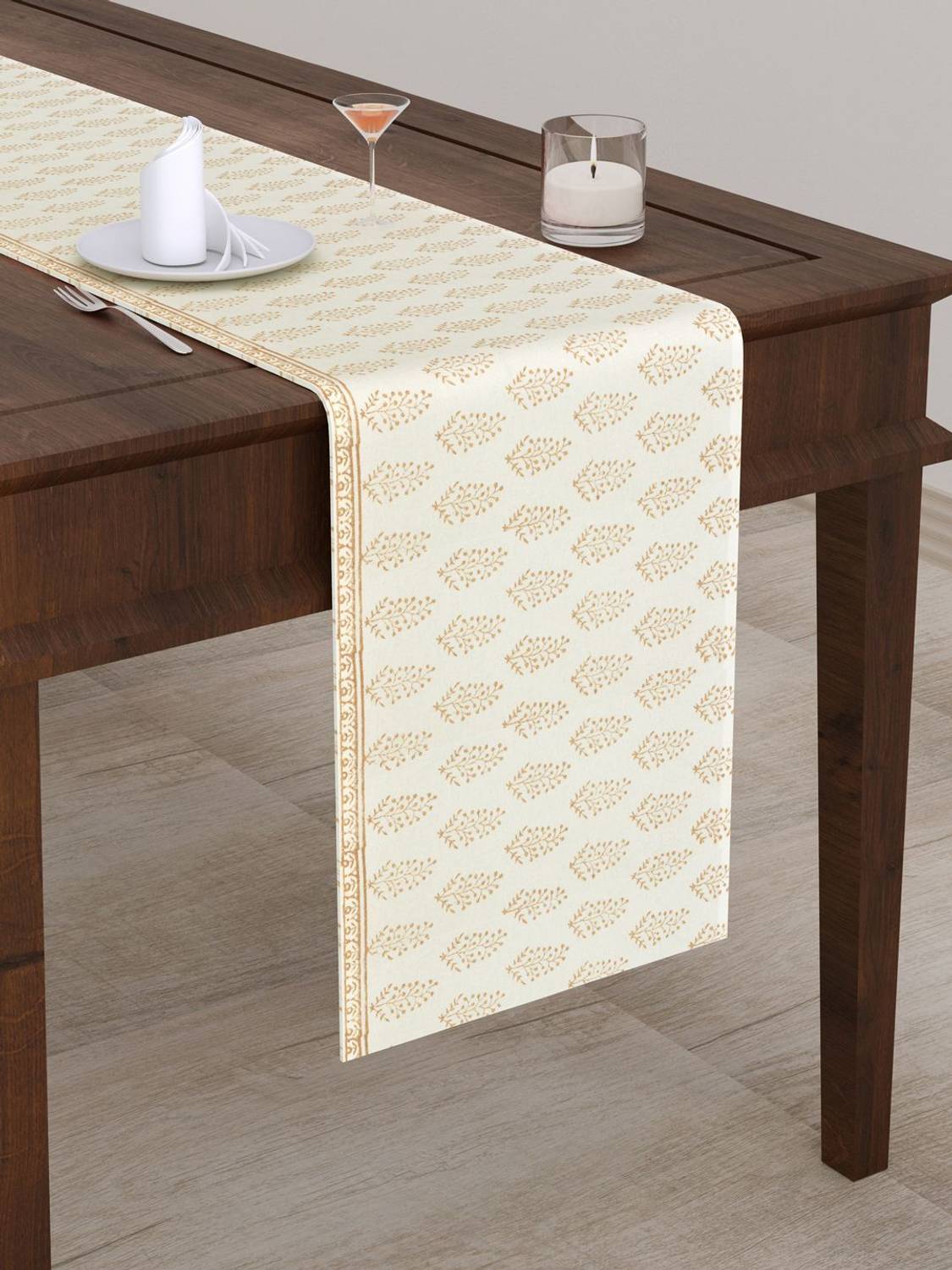 Blocks Of India Beige 182 cm Table Runner