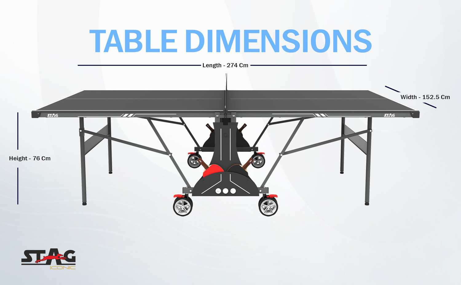 Image of Stag iconic STEALTH Rollaway Indoor Table Tennis Table