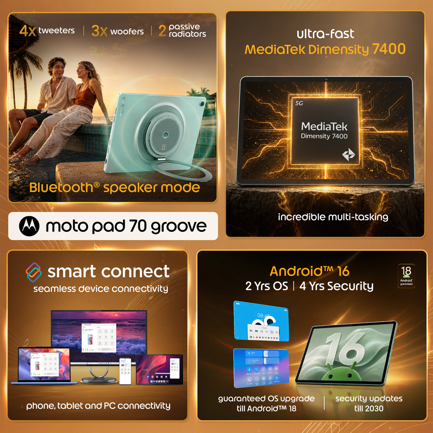 Image of MOTOROLA pad 70 Groove 8 GB RAM 256 GB ROM 12.1 inch with Wi-Fi Only Gaming Tablet (PANTONE Blue Surf)