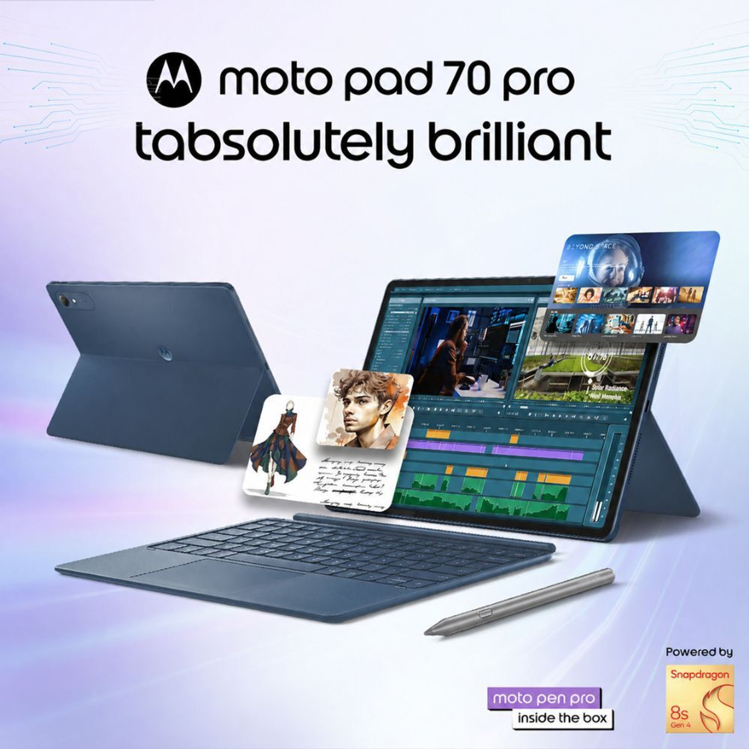 Image of MOTOROLA Pad 70 Pro In box Moto active sylus + Magnetic Keyboard Case 8 GB RAM 256 GB ROM 13 inch with Wi-Fi Only Gaming Tablet (PANTONE Titan)