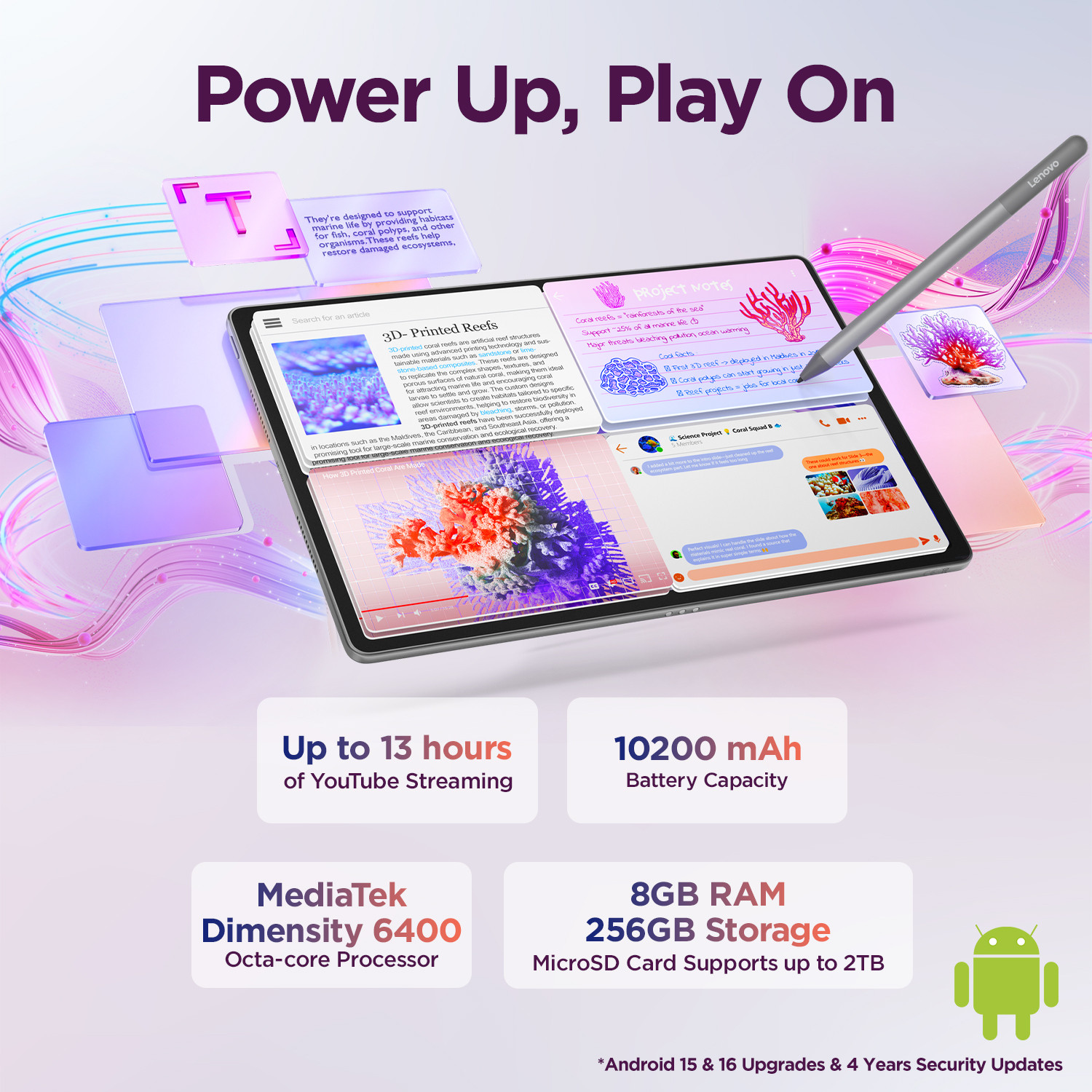 Image of Lenovo Idea Tab Plus with Pen 8 GB RAM 256 GB ROM 12.1 inch with Wi-Fi+5G MediaTek 6400 Tablet (Luna Grey)