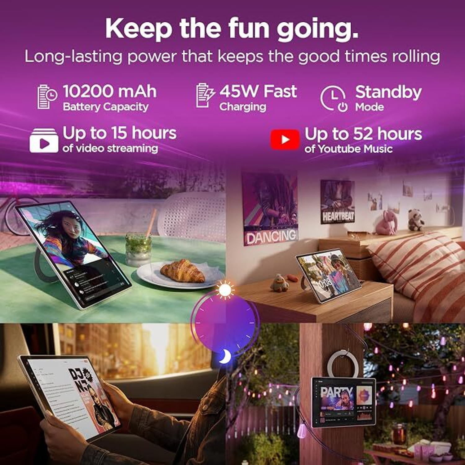 Image of Lenovo Tab Plus Gen 2 8 GB RAM 128 GB ROM 12.1 inch with Wi-Fi Only Gaming Tablet (CELESTIAL WHITE)