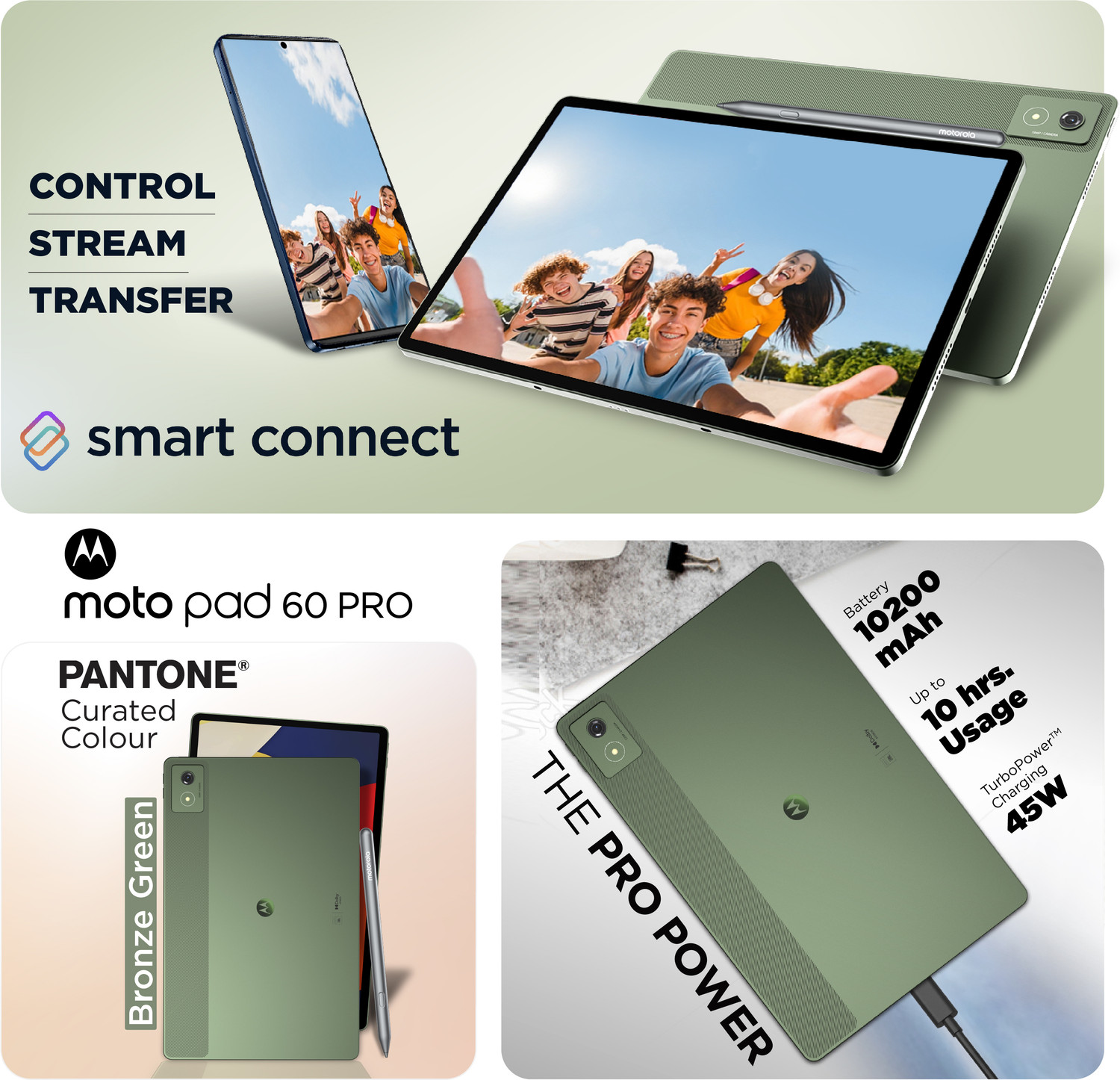 Image of MOTOROLA Pad 60 Pro 12 GB RAM 256 GB ROM 12.7 inch with Wi-Fi Only Gaming MediaTek Dimensity 8300 Tablet (PANTONE Bronze Green)