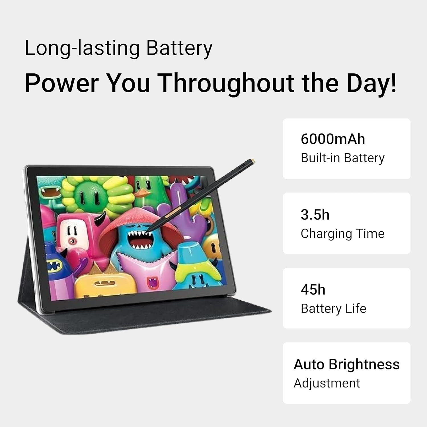 Image of HUION Kamvas Slate 10 Android Tablet 8 GB RAM 128 GB ROM 10.1 inch with Wi-Fi+5G Gaming Tablet (Light Blue)