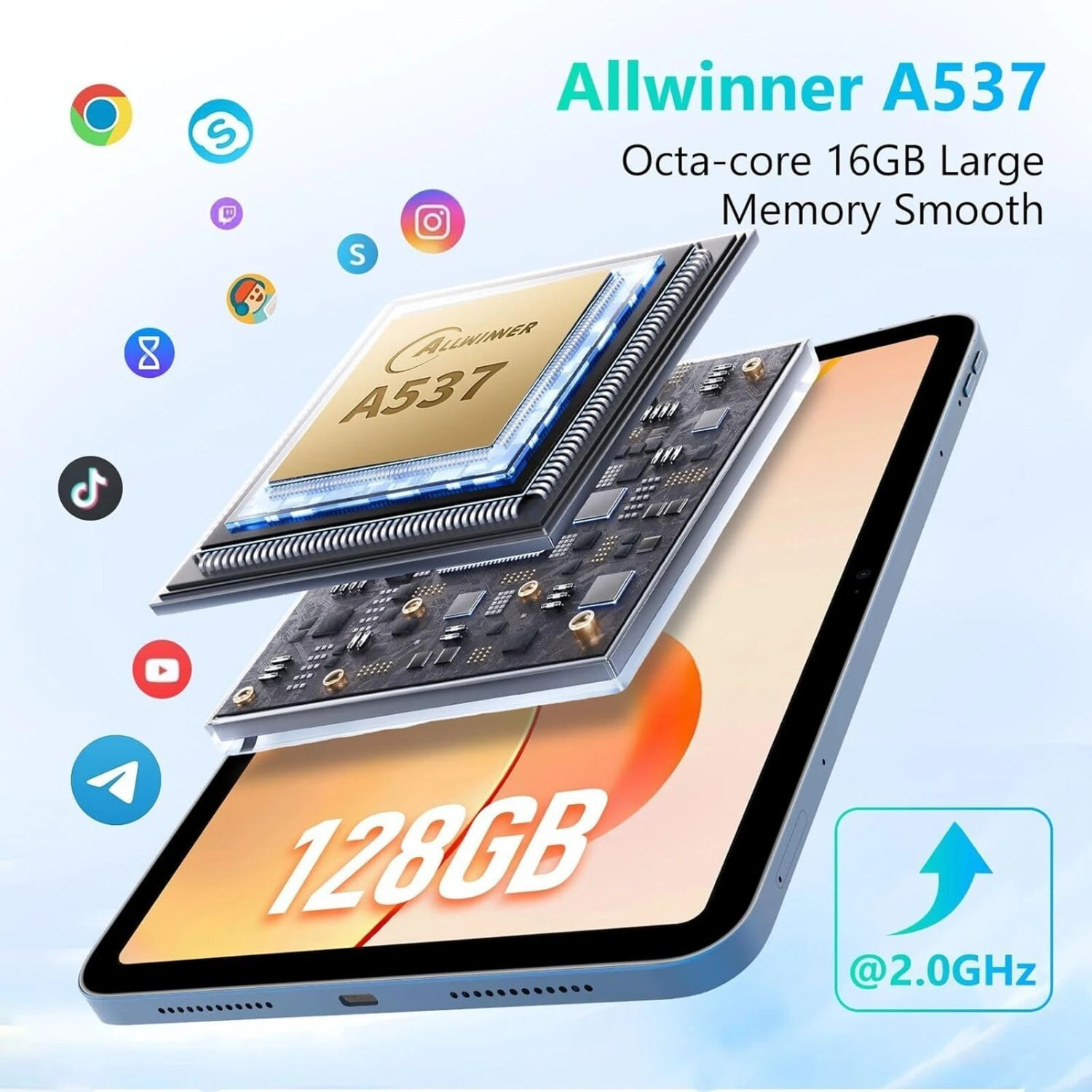 Image of G Tab PAD10 Pro 128GB 10.1″ HD Android 15 Tablet, 16GB RAM, 6000mAh, Stylus 16GB RAM (6GB built-in + 10GB expandable) GB RAM 128 GB ROM 10.1 inch with Wi-Fi Only Gaming AllWinner A537 Octa-Core Processor Tablet (Gray)