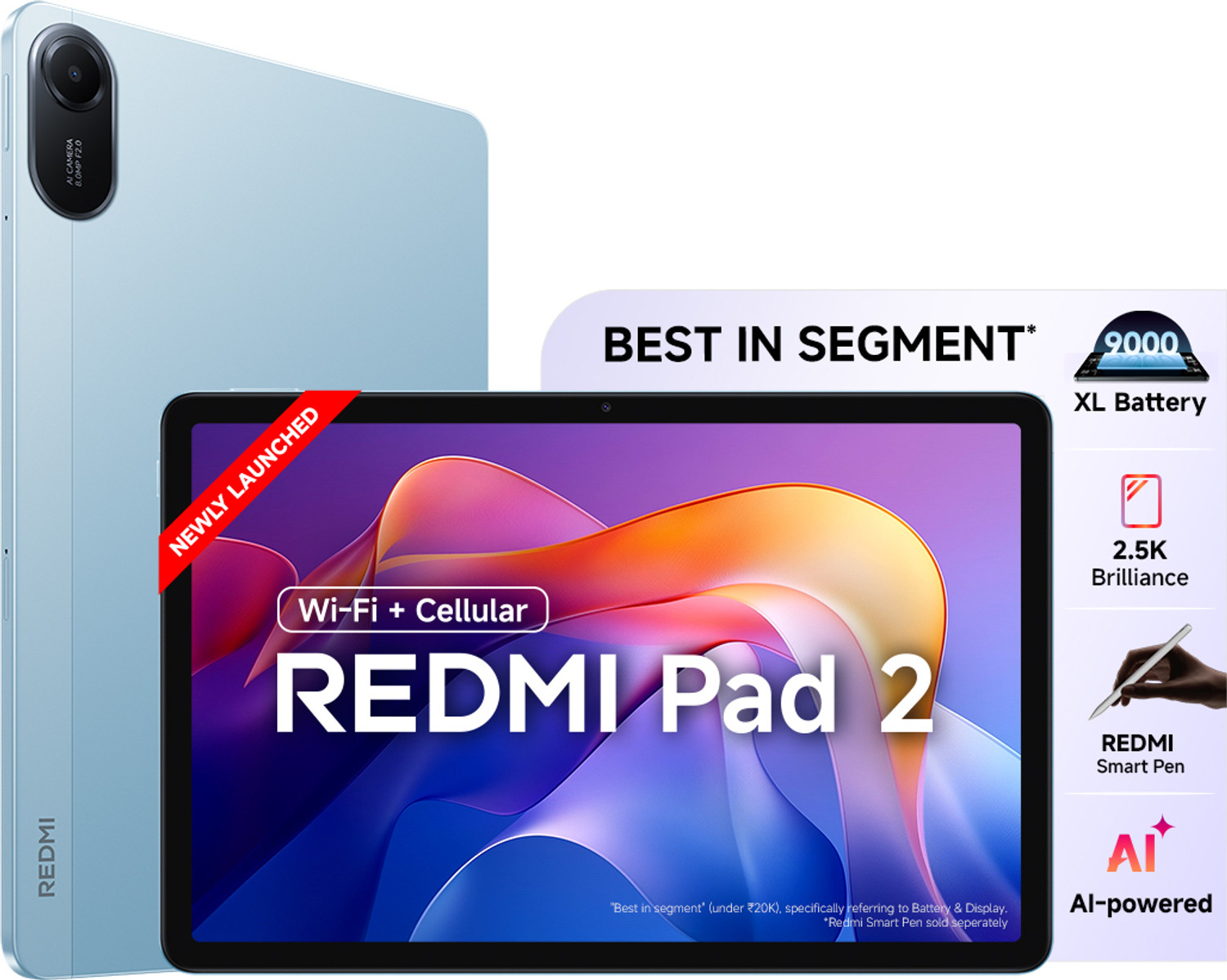 Image of REDMI Pad 2 4 GB RAM 128 GB ROM 11.0 inch with Wi-Fi+4G Gaming Tablet (Sky Blue)