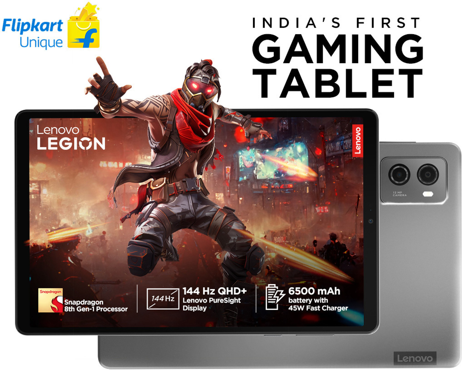 Image of Lenovo Legion 12 GB RAM 256 GB ROM 8.8 inch with Wi-Fi Only Gaming Qualcomm Snapdragon 8+ Gen 1 Tablet (Storm Grey)