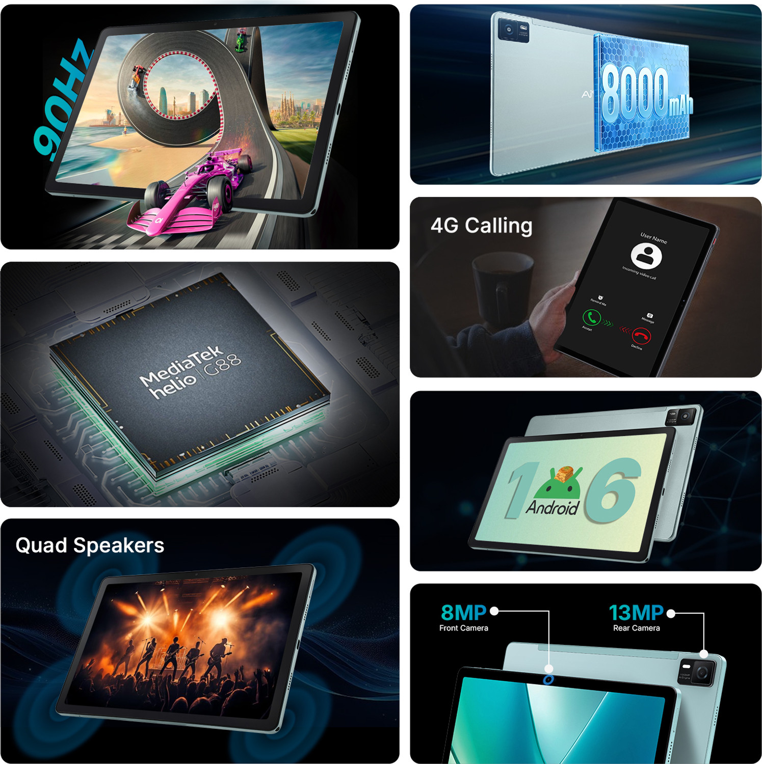 Image of Ai+ PulseTab 8 GB RAM 128 GB ROM 10.95 inch with Wi-Fi+4G Gaming MediaTek Helio G88 Octa Core Tablet (Lightest Sky)