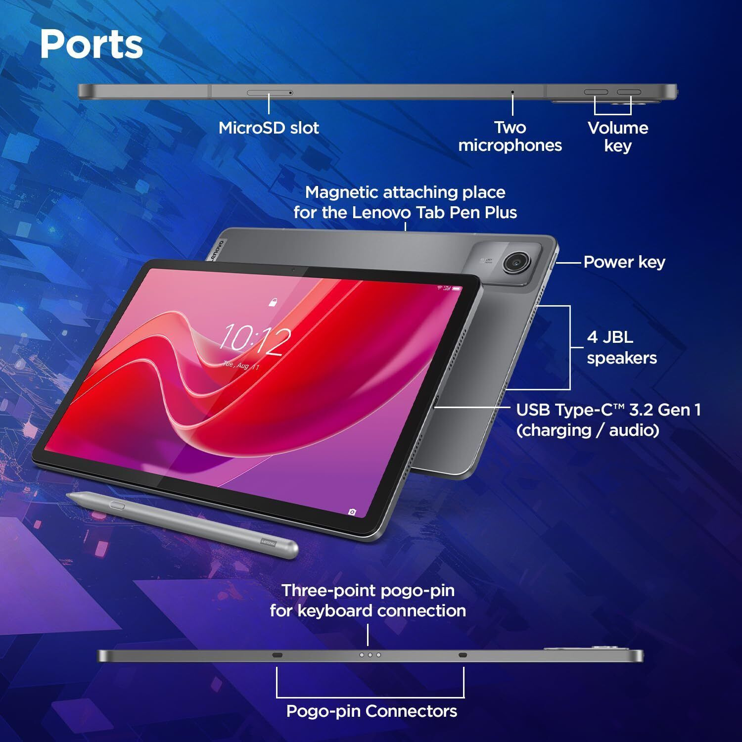 Image of Lenovo Idea Tab Smartchoice with Pen 8 GB RAM 256 GB ROM 11 inch with Wi-Fi+5G Gaming Mediatek Dimensity 6300 Tablet (Luna Grey)